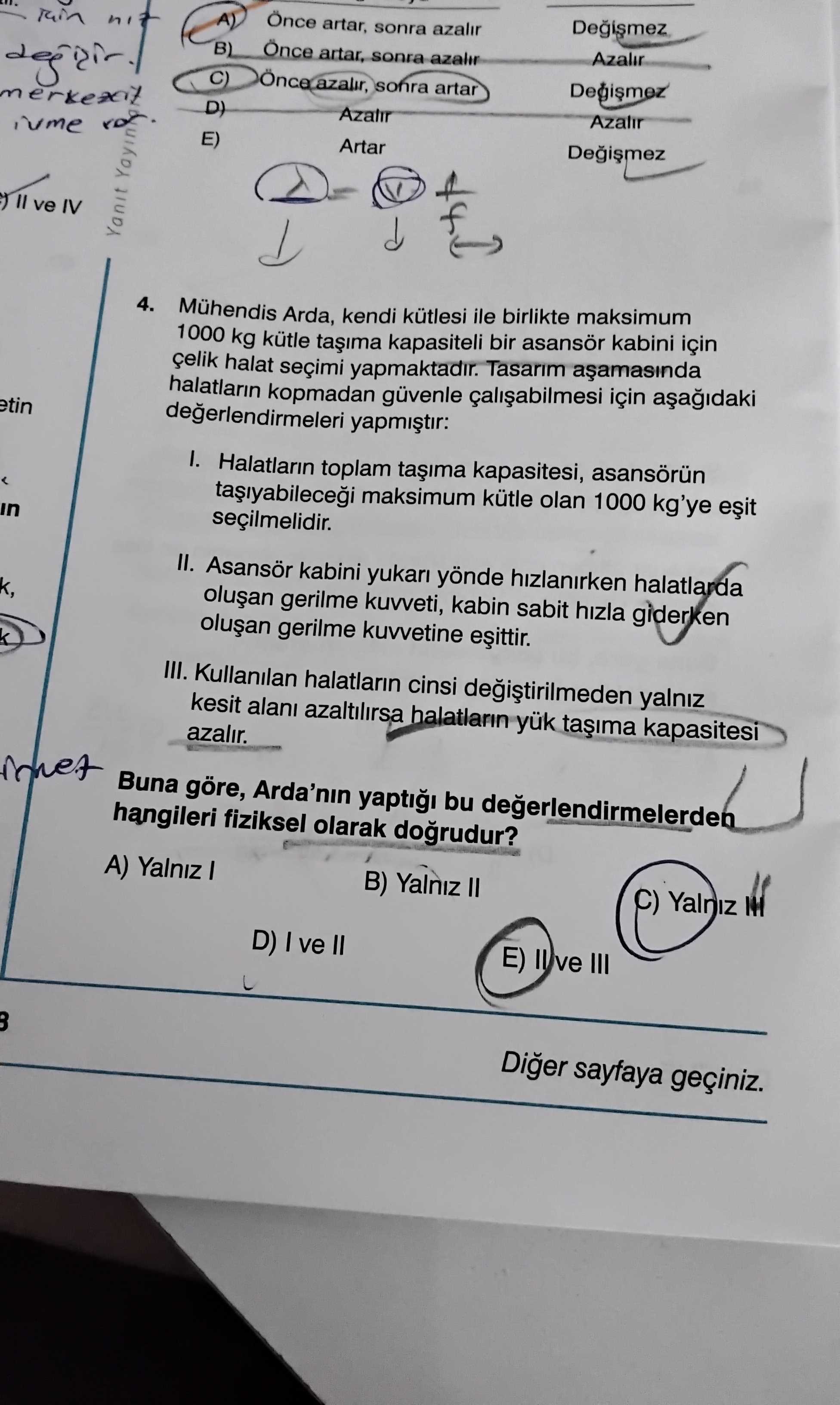 Mühendis Arda, kendi kütlesi ile birlikte maksimum 1000 kg kütle taşıma kapasiteli bir asansör