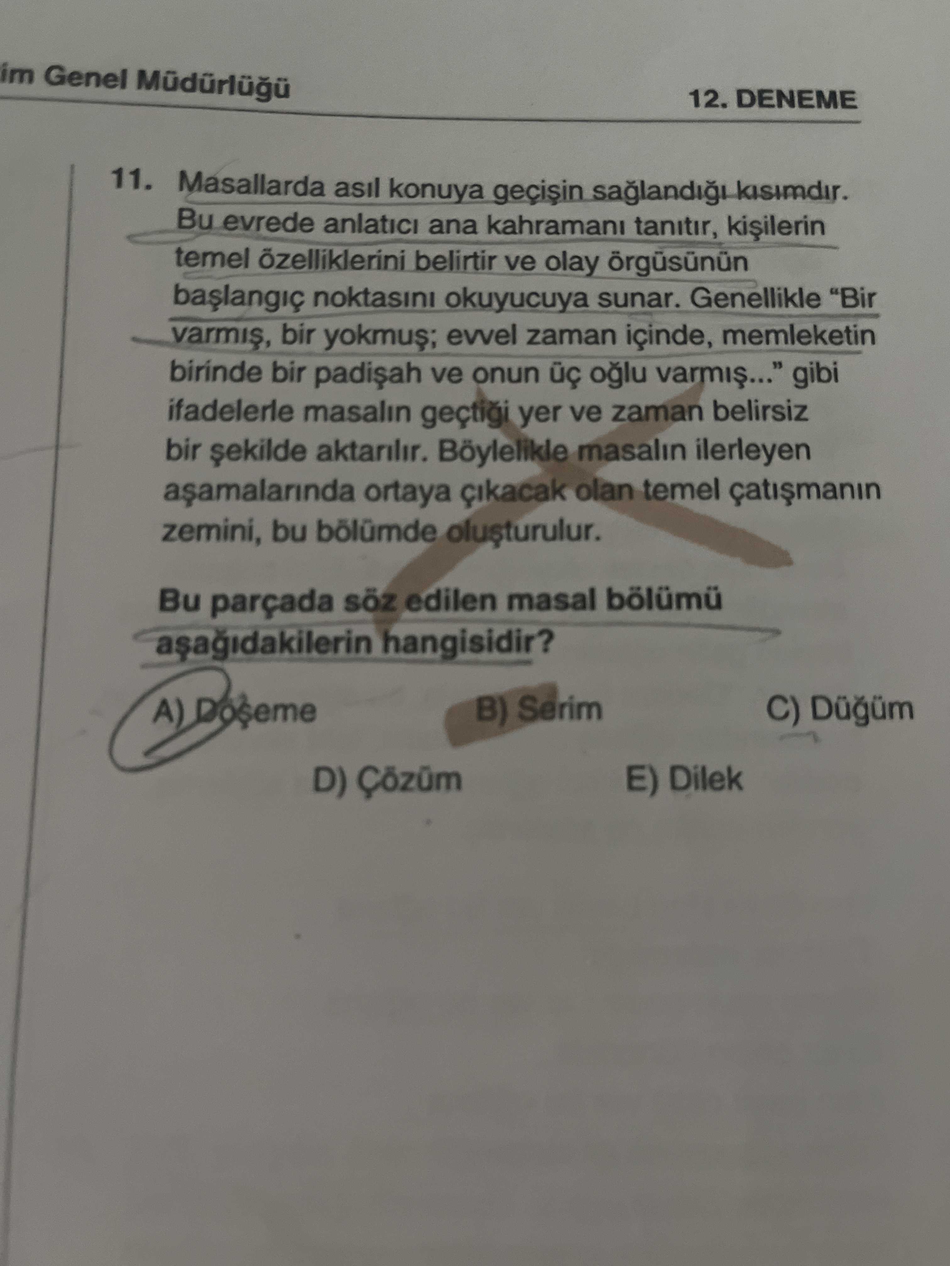 Masallarda asıl konuya geçişin sağlandığı kısımdır. Bu evrede anlatıcı ana kahramanı tanıtır