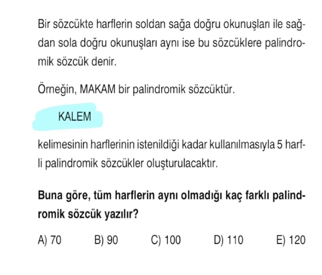 Bir sözcükte harflerin soldan sağa doğru okunuşları ile sağdan sola doğru okunuşları aynı ise bu