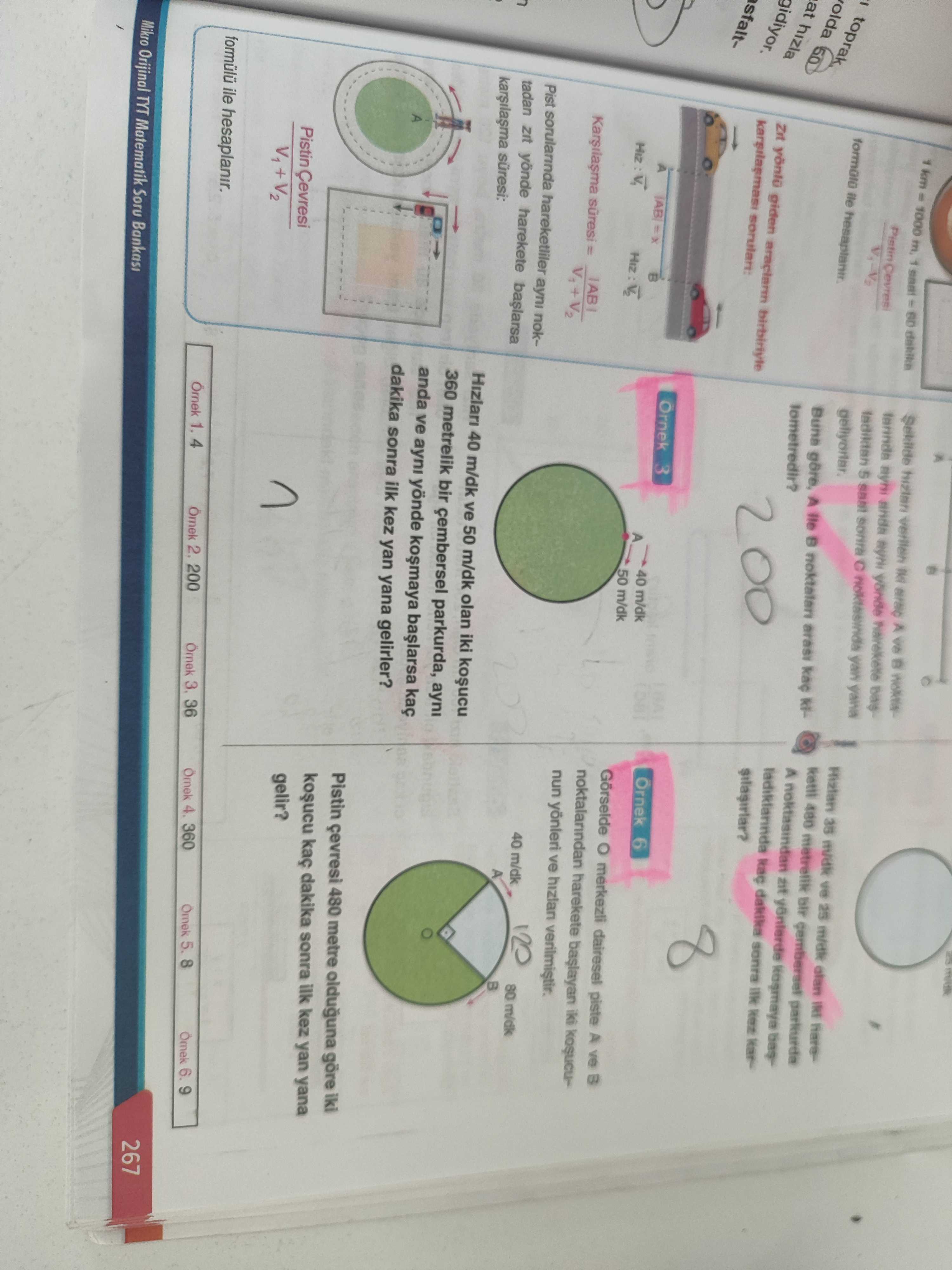 Hızları 40 m/dk ve 50 m/dk olan iki koşucu 360 metrelik bir çembersel parkurda, aynı anda ve aynı