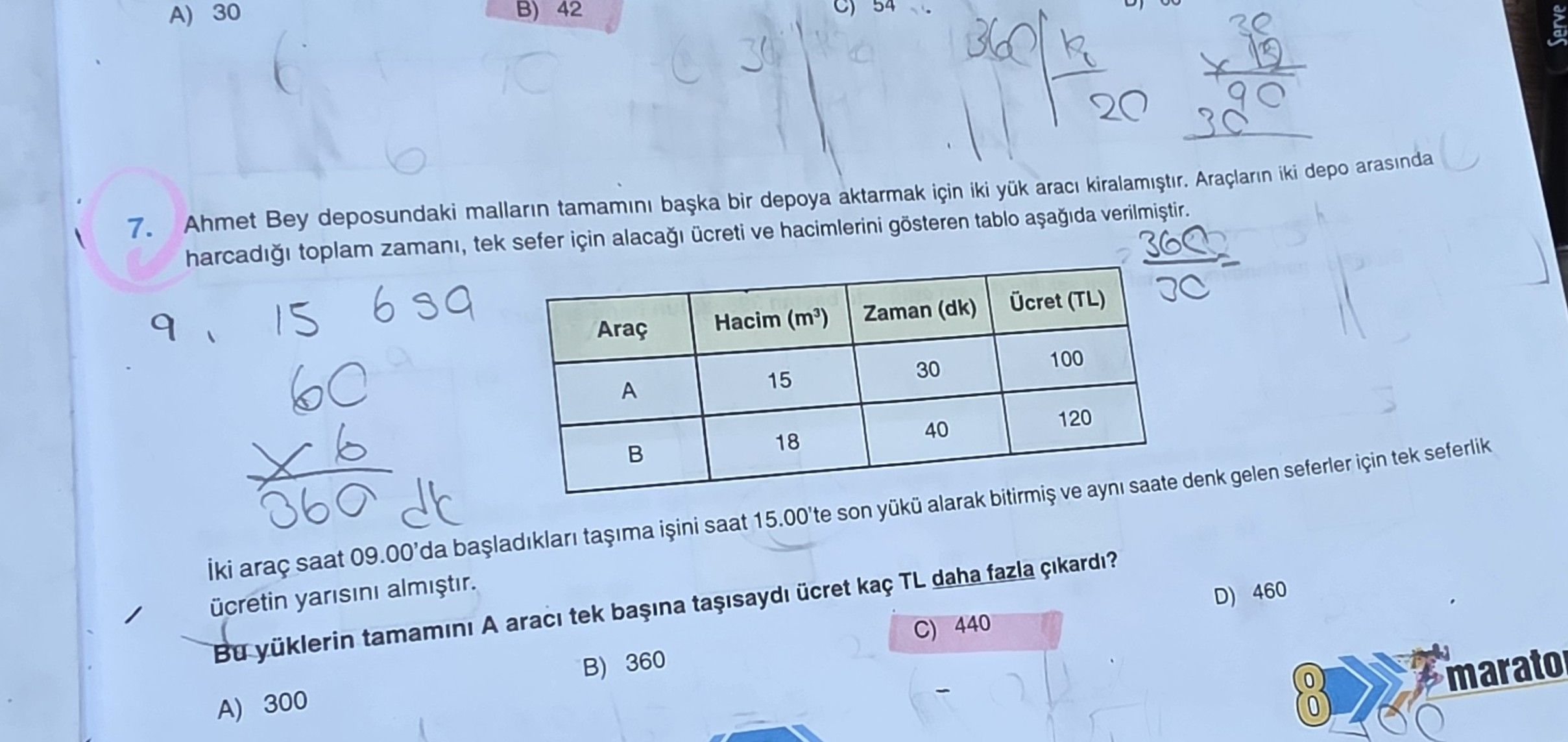 Ahmet Bey deposundaki malların tamamını başka bir depoya aktarmak için iki yük aracı kiralamıştır