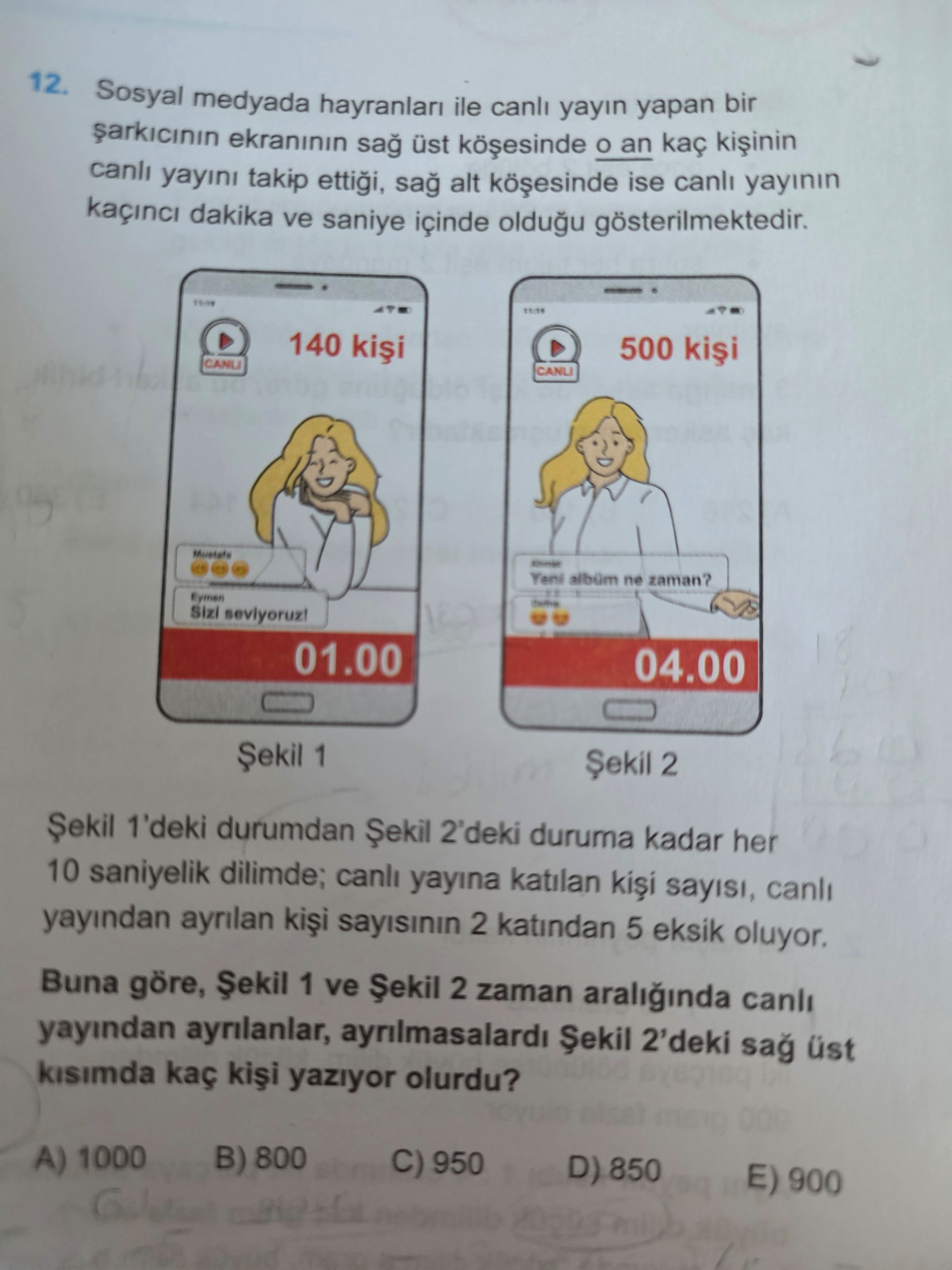 Sosyal medyada hayranları ile canlı yayın yapan bir şarkıcının ekranının sağ üst köşesinde o an kaç