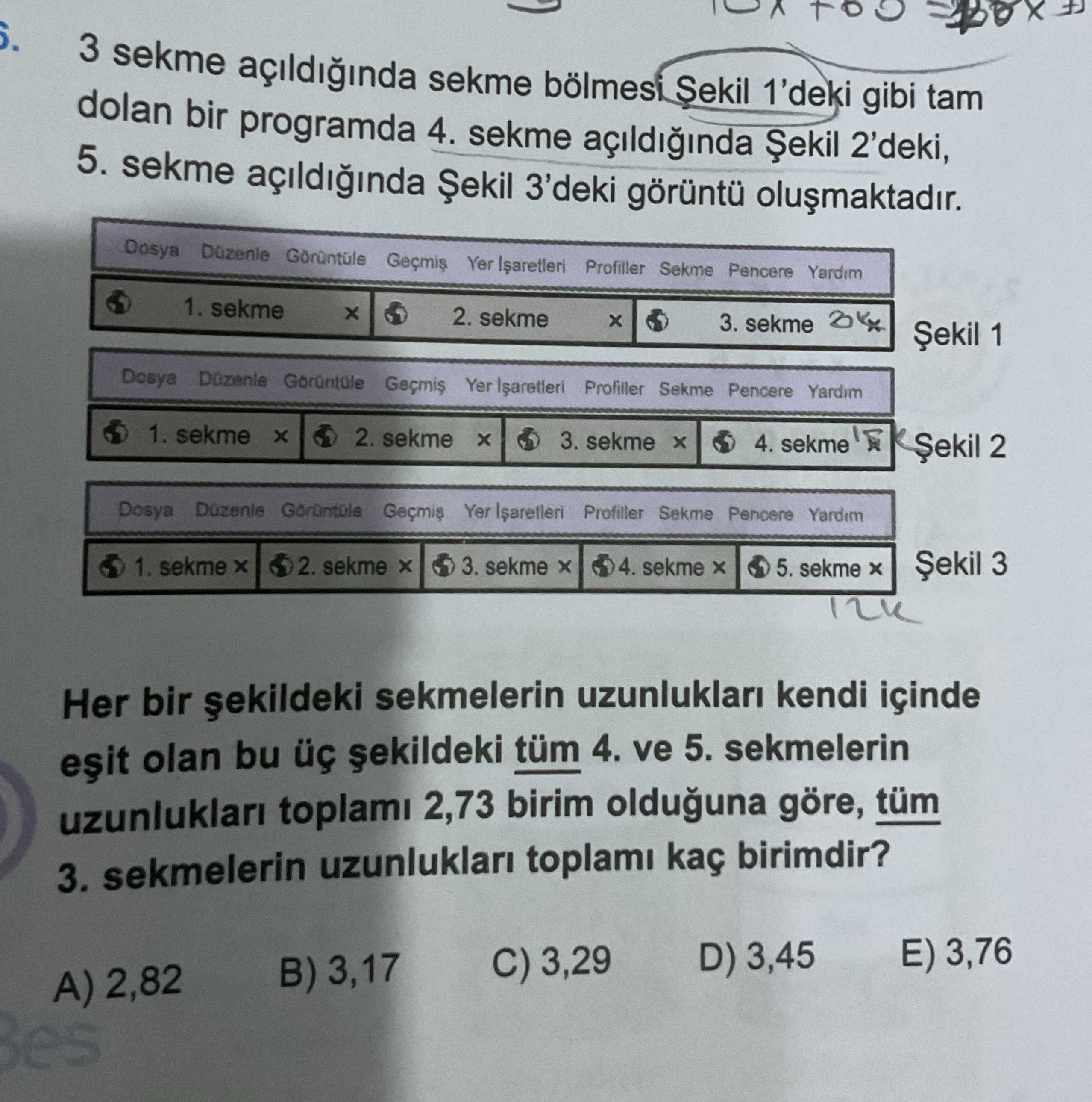 3 sekme açıldığında sekme bölmesi Şekil 1'deki gibi tam dolan bir programda 4. sekme açıldığında