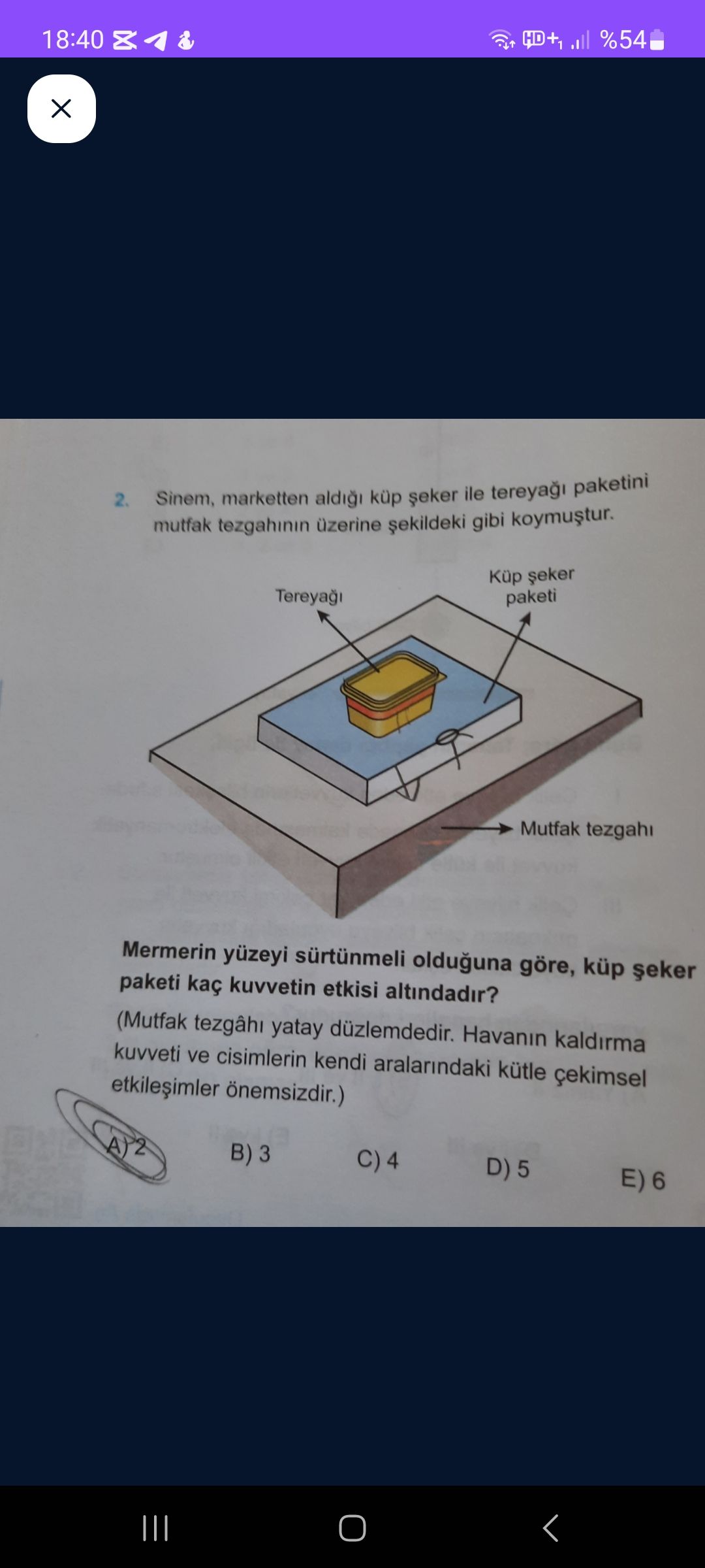 Sinem, marketten aldığı küp şeker ile tereyağı paketini mutfak tezgahının üzerine şekildeki gibi