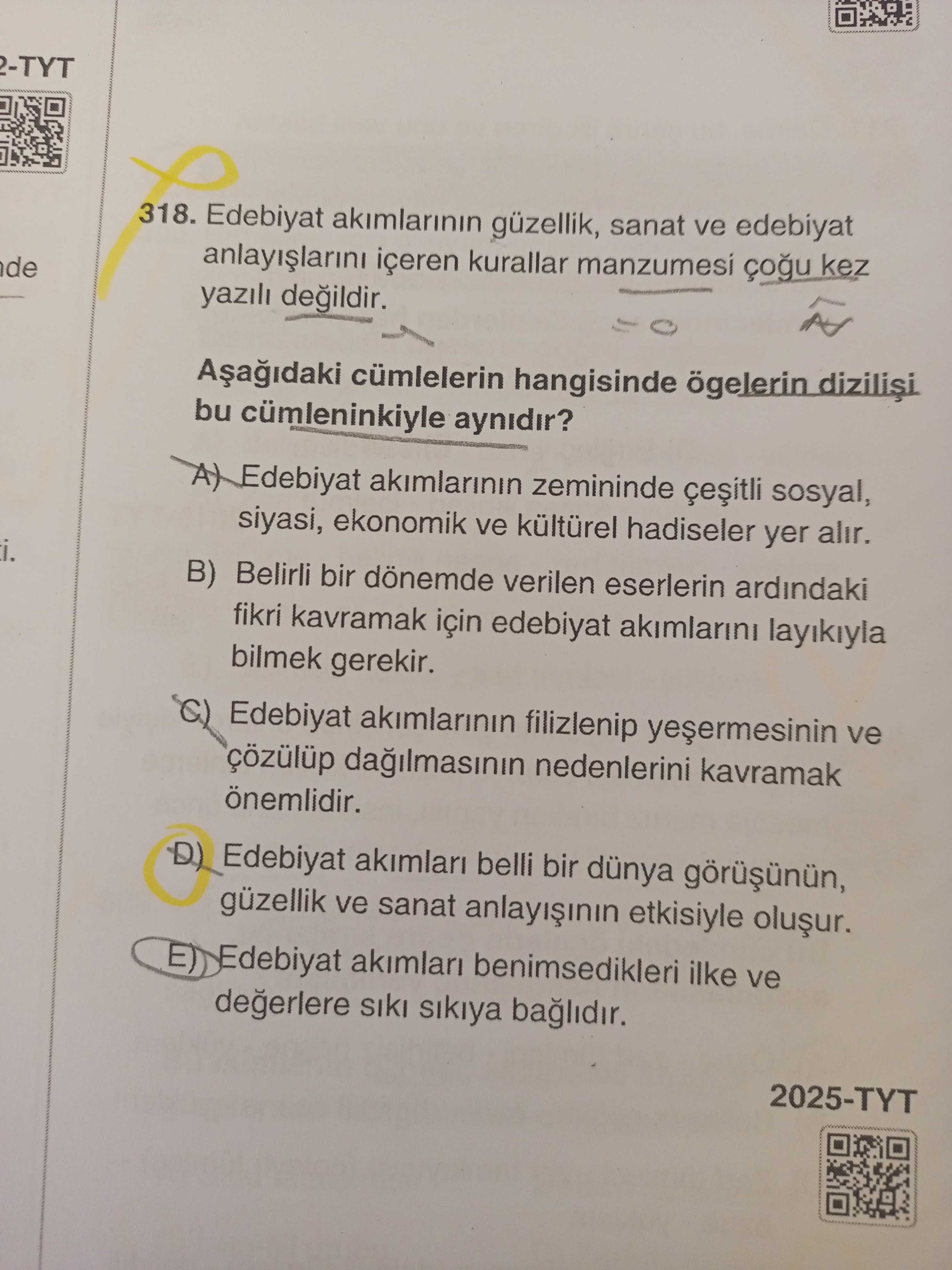 Edebiyat akımlarının güzellik, sanat ve edebiyat anlayışlarını içeren kurallar manzumesi çoğu kez