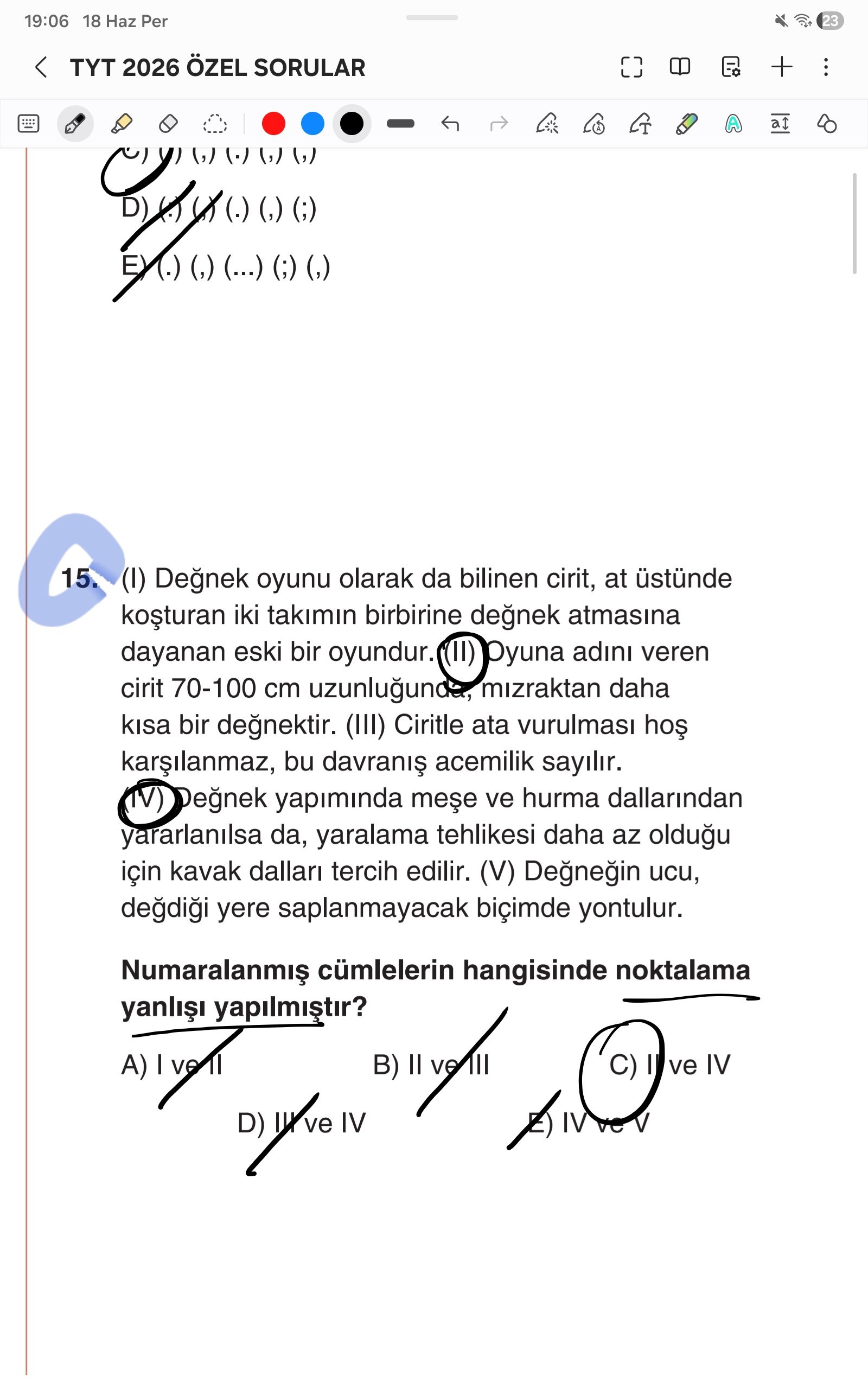 (I) Değnek oyunu olarak da bilinen cirit, at üstünde koşturan iki takımın birbirine değnek atmasına