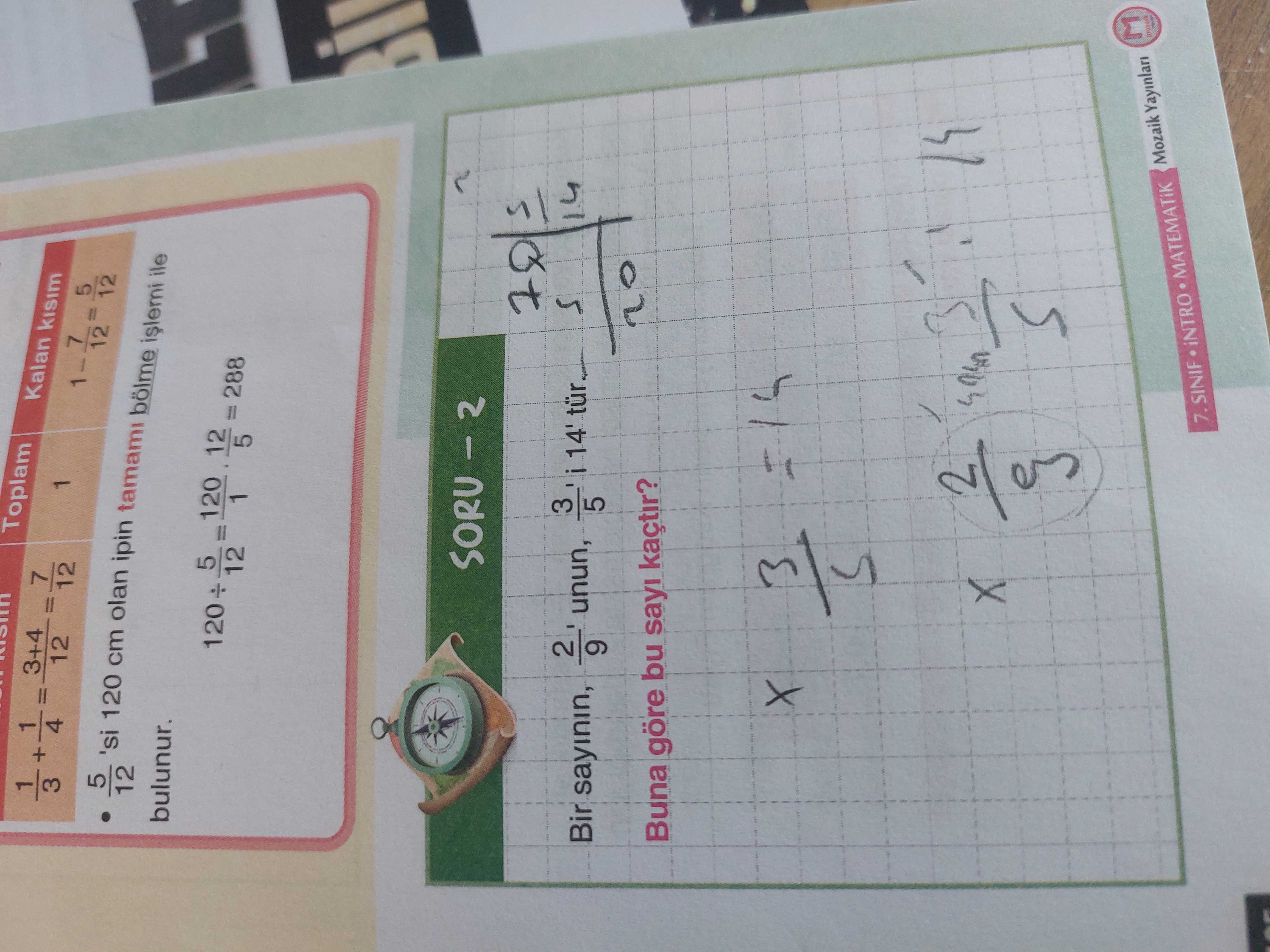 Bir sayının, 2/9' unun, 3/5' i 14' tür. Buna göre bu sayı kaçtır?