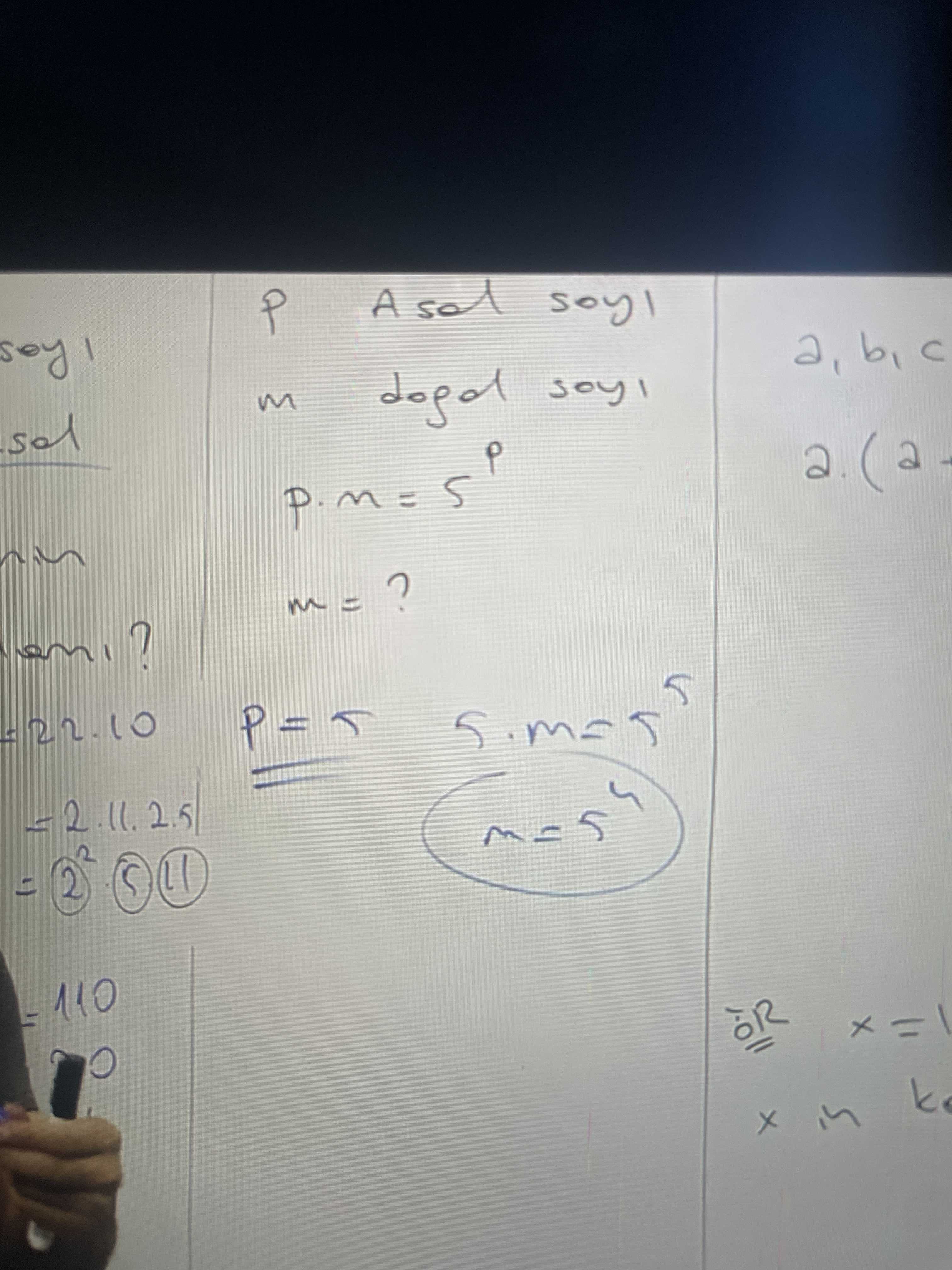 p Asal sayı m doğal sayı p.m = 5^p m = ?