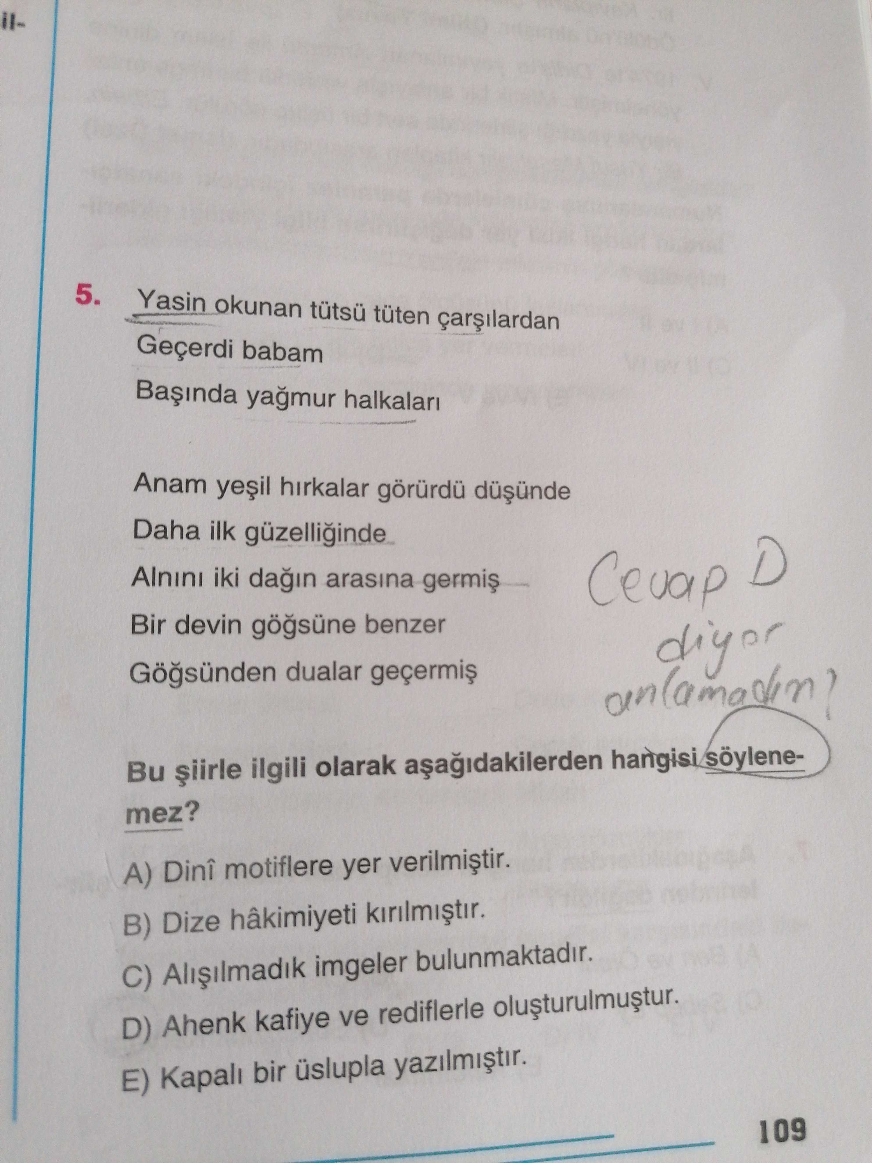 Yasin okunan tütsü tüten çarşılardan Geçerdi babam Başında yağmur halkaları Anam yeşil hırkalar