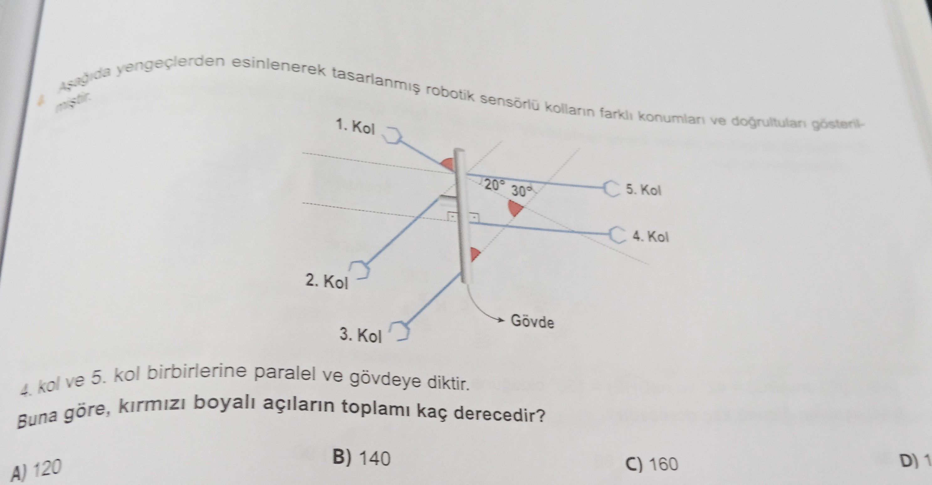 Aşağıda yengeçlerden esinlenerek tasarlanmış robotik sensörlü kolların farklı konumları ve