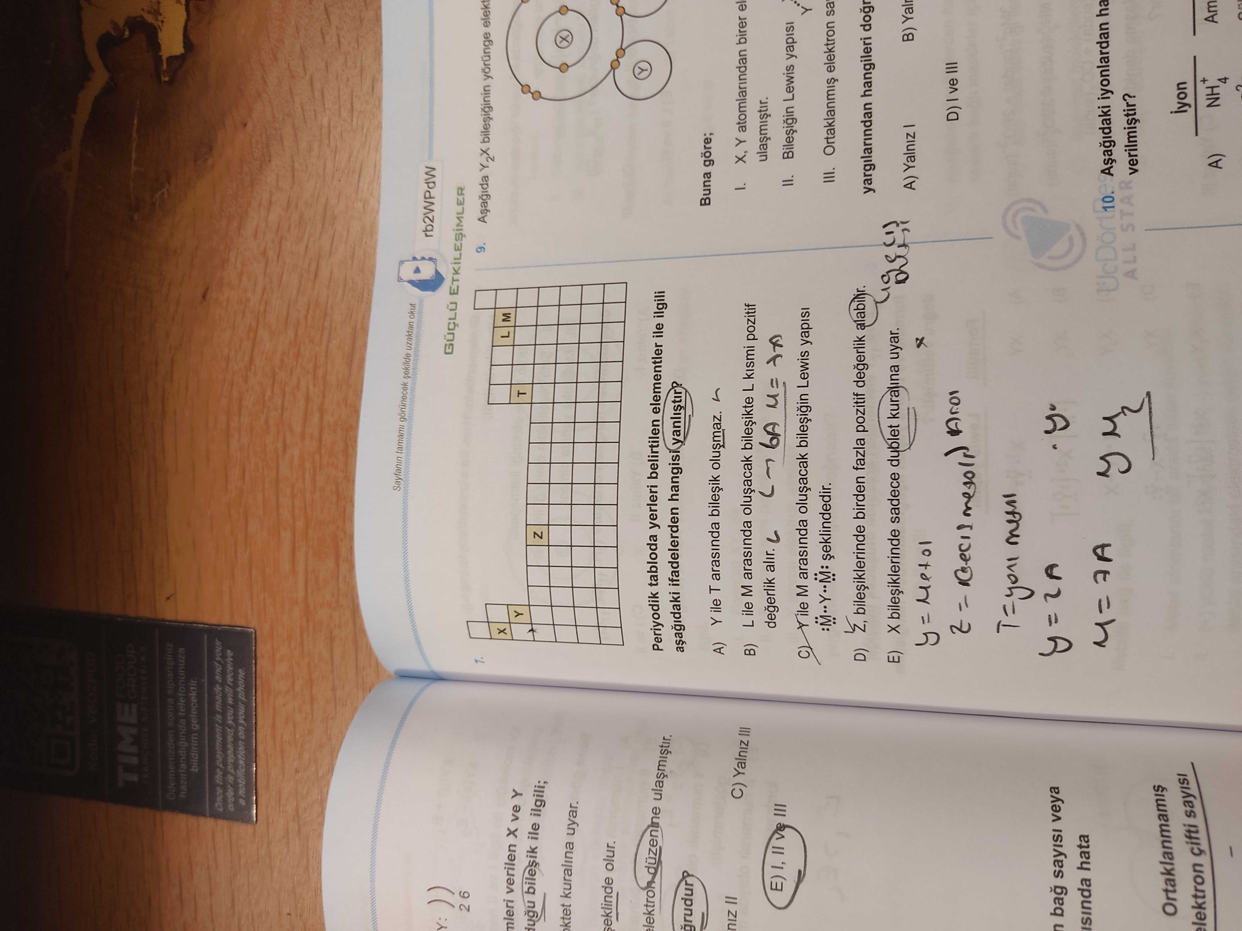 Periyodik tabloda yerleri belirtilen elementler ile ilgili aşağıdaki ifadelerden hangisi yanlıştır?