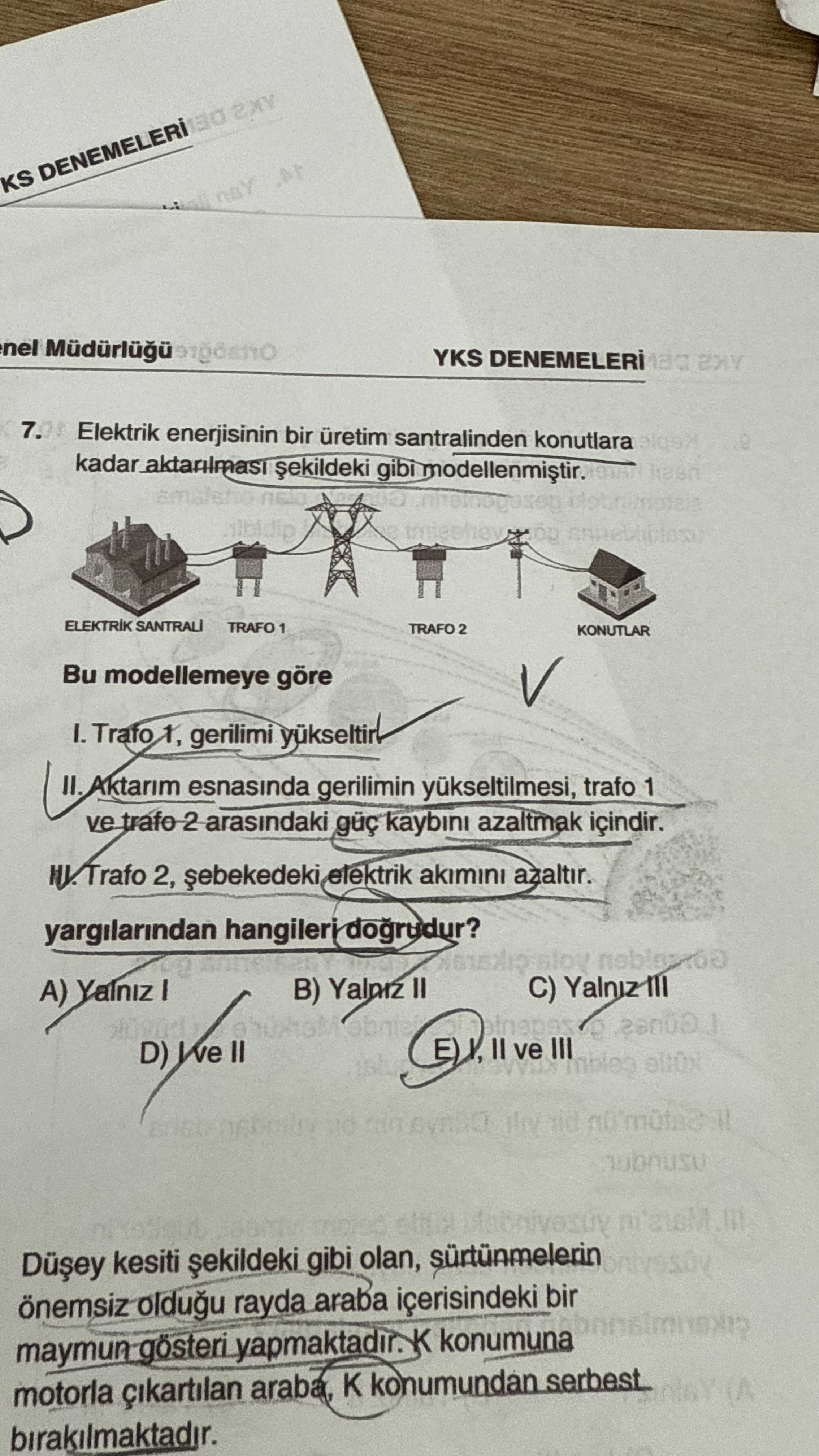 Elektrik enerjisinin bir üretim santralinden konutlara kadar aktarılması şekildeki gibi