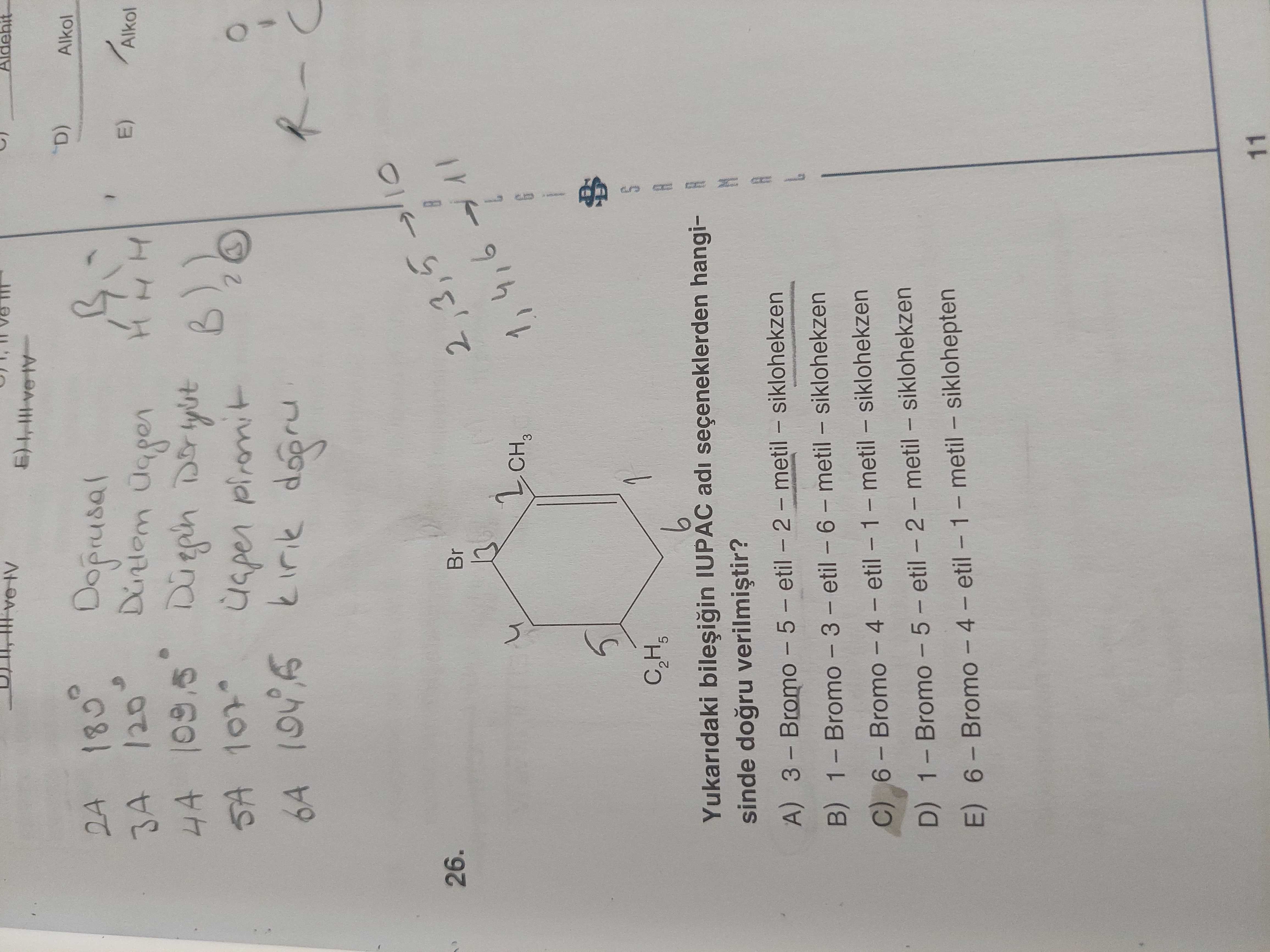 Yukarıdaki bileşiğin IUPAC adı seçeneklerden hangisinde doğru verilmiştir?