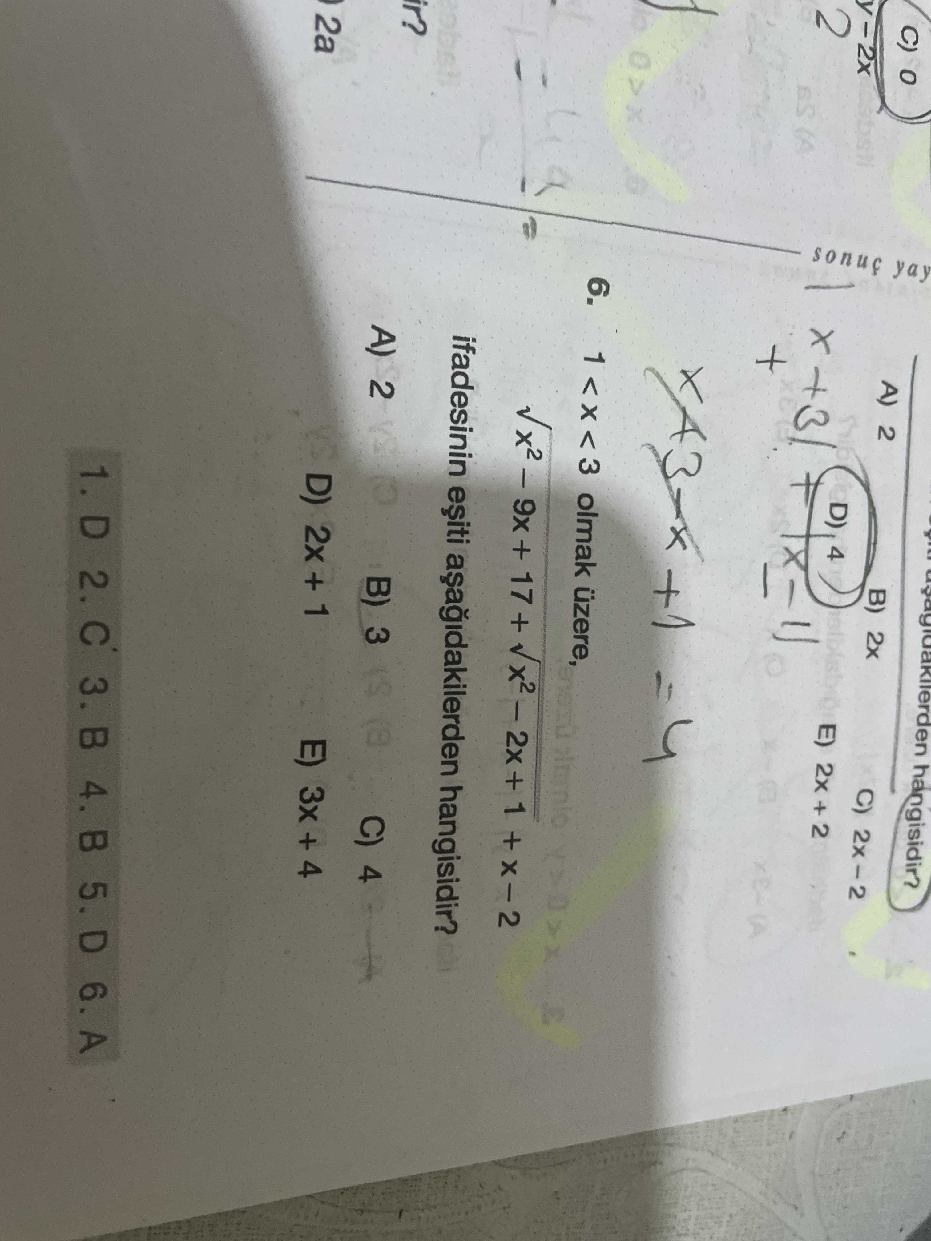 Hangisidir. A) 2 B) 2x C) 2 D) 4 2x + 2 yay (A +3/ + 6. olmak üzere, 9x + 17 + ifadesinin hangisidir. 2 B) 3 C) 4 2a D) 2x + 1 E) 3x hangisidir. 2 B) 3 C) 4 2a D) 2x + 1 E) 3x. ?? Model.Question.title