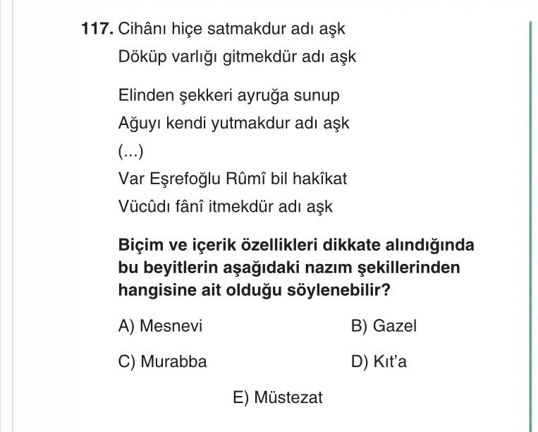 Cihânı hiçe satmakdur adı aşk Döküp varlığı gitmekdür adı aşk Elinden şekkeri ayruğa sunup Ağuyı