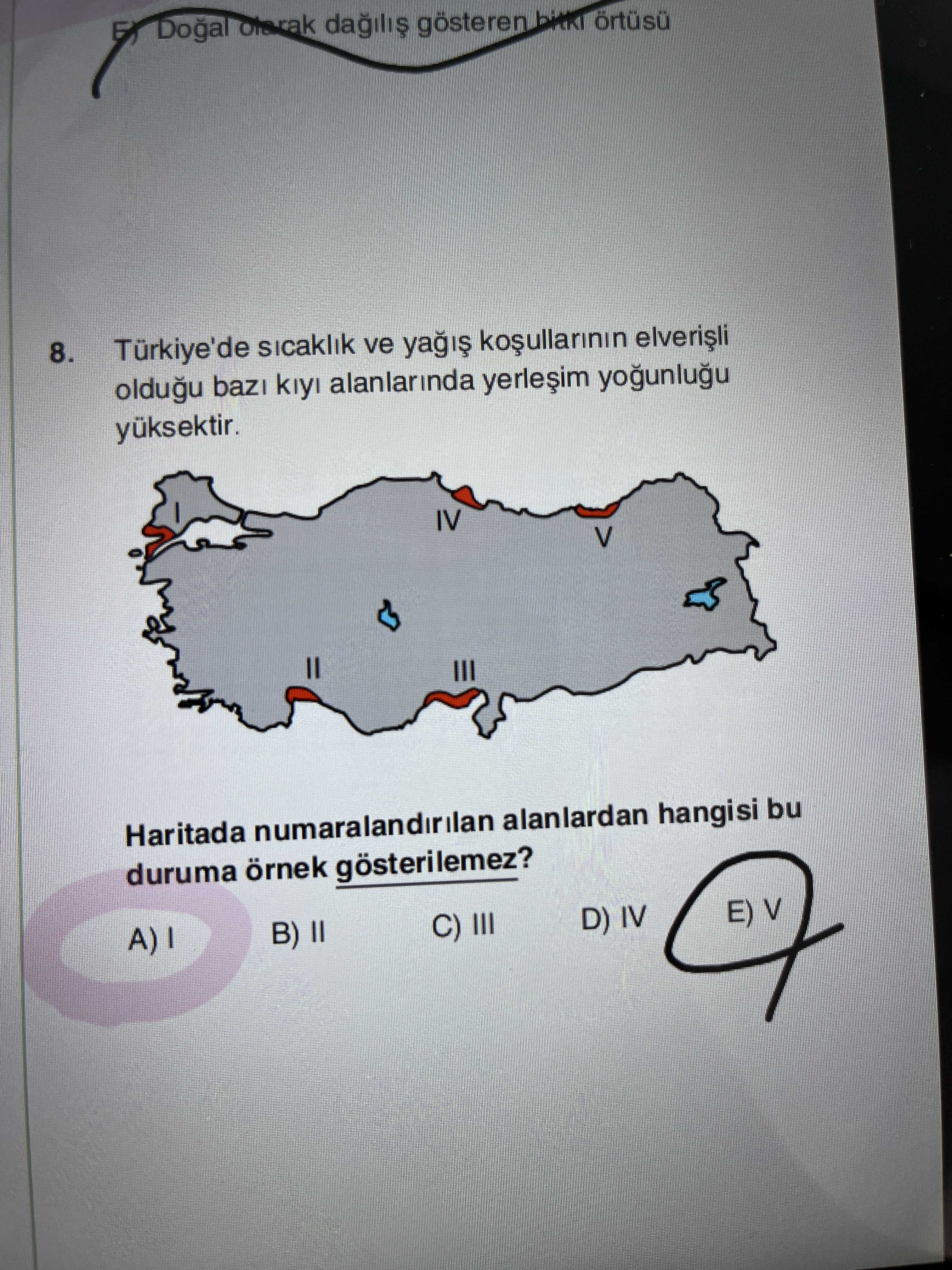 Türkiye'de sıcaklık ve yağış koşullarının elverişli olduğu bazı kıyı alanlarında yerleşim yoğunluğu