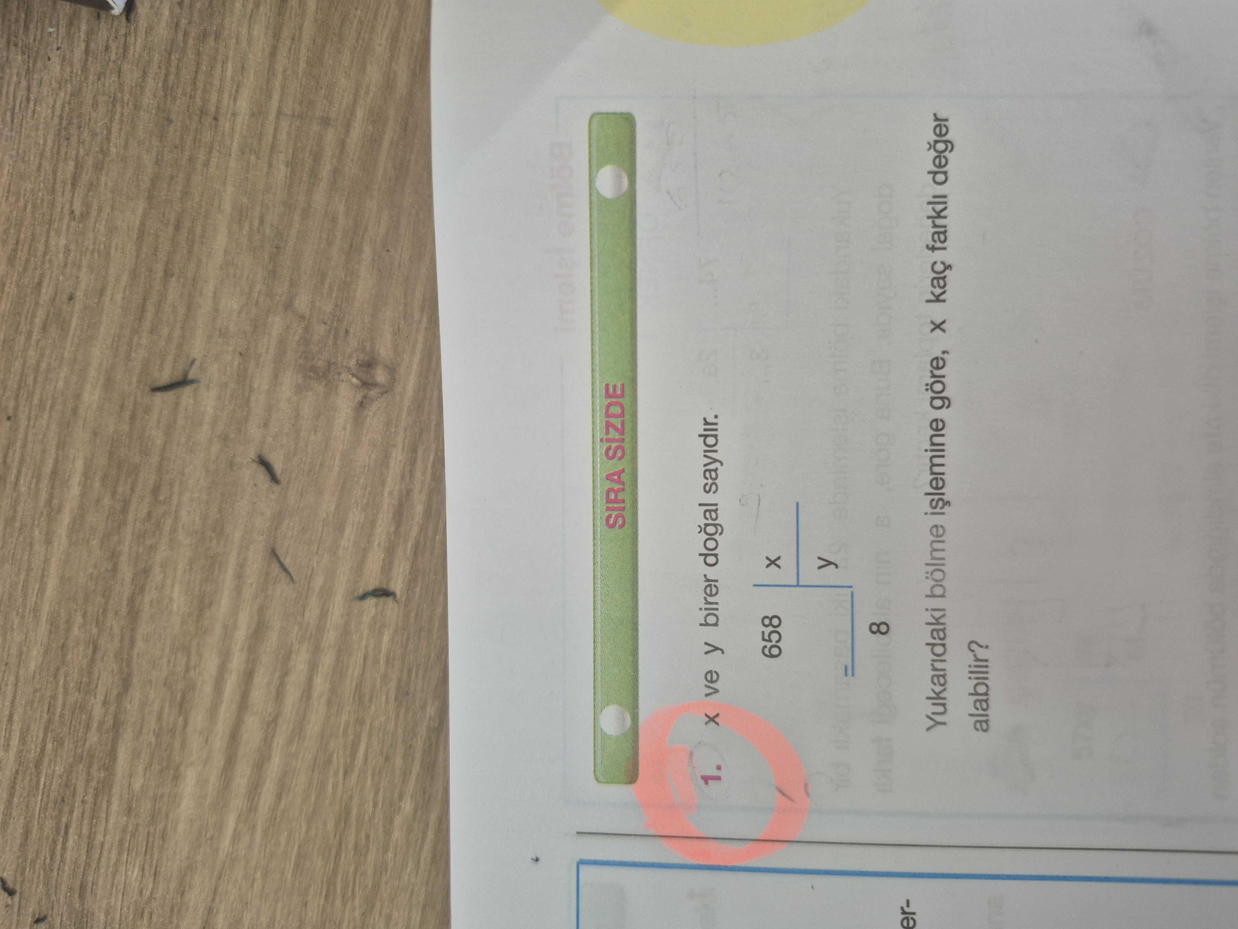 x ve y birer doğal sayıdır. 658 ÷ xy = ... kalan 8 Yukarıdaki bölme işlemine göre, x kaç farklı