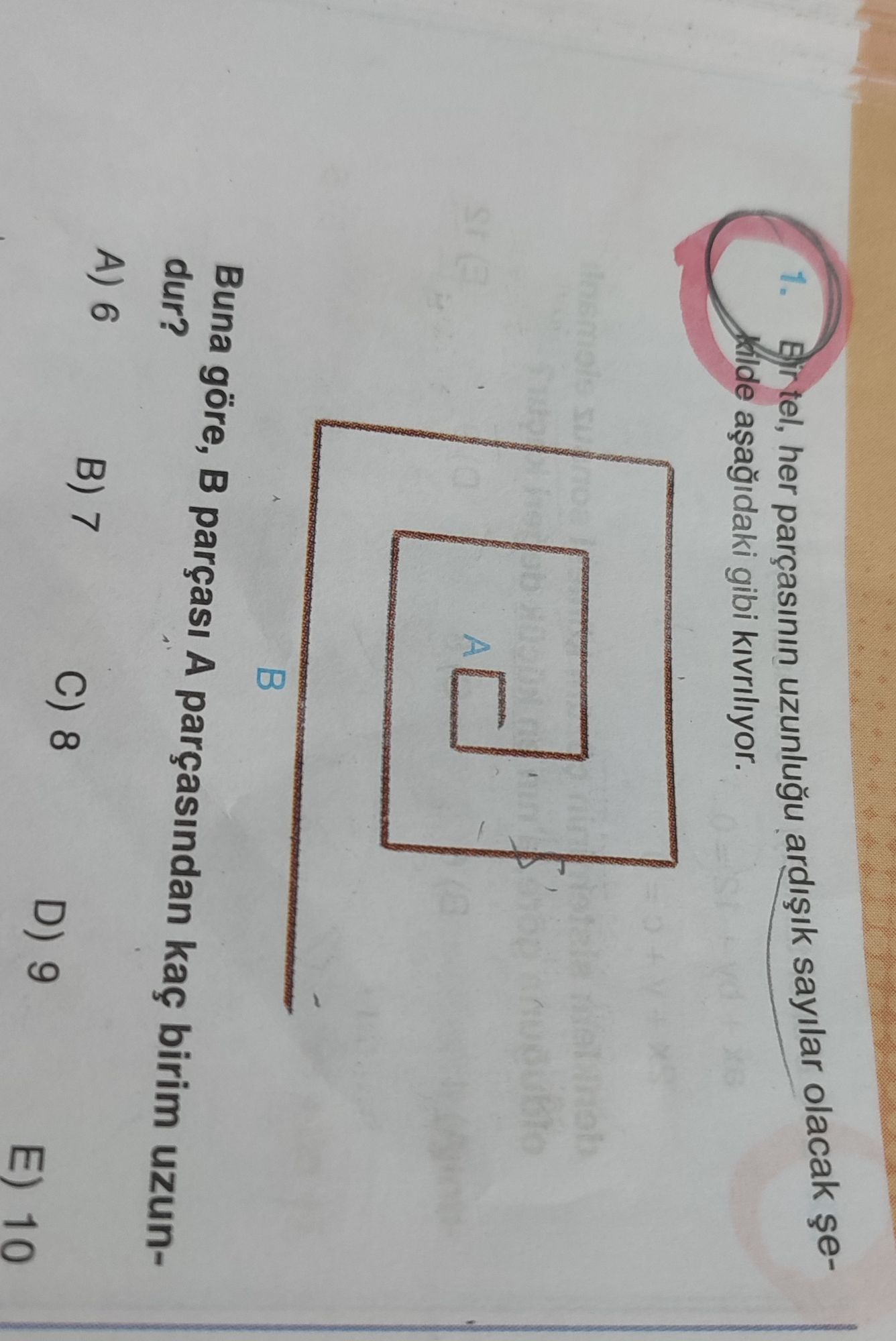 Bir tel, her parçasının uzunluğu ardışık sayılar olacak şekilde aşağıdaki gibi kıvrılıyor. Buna
