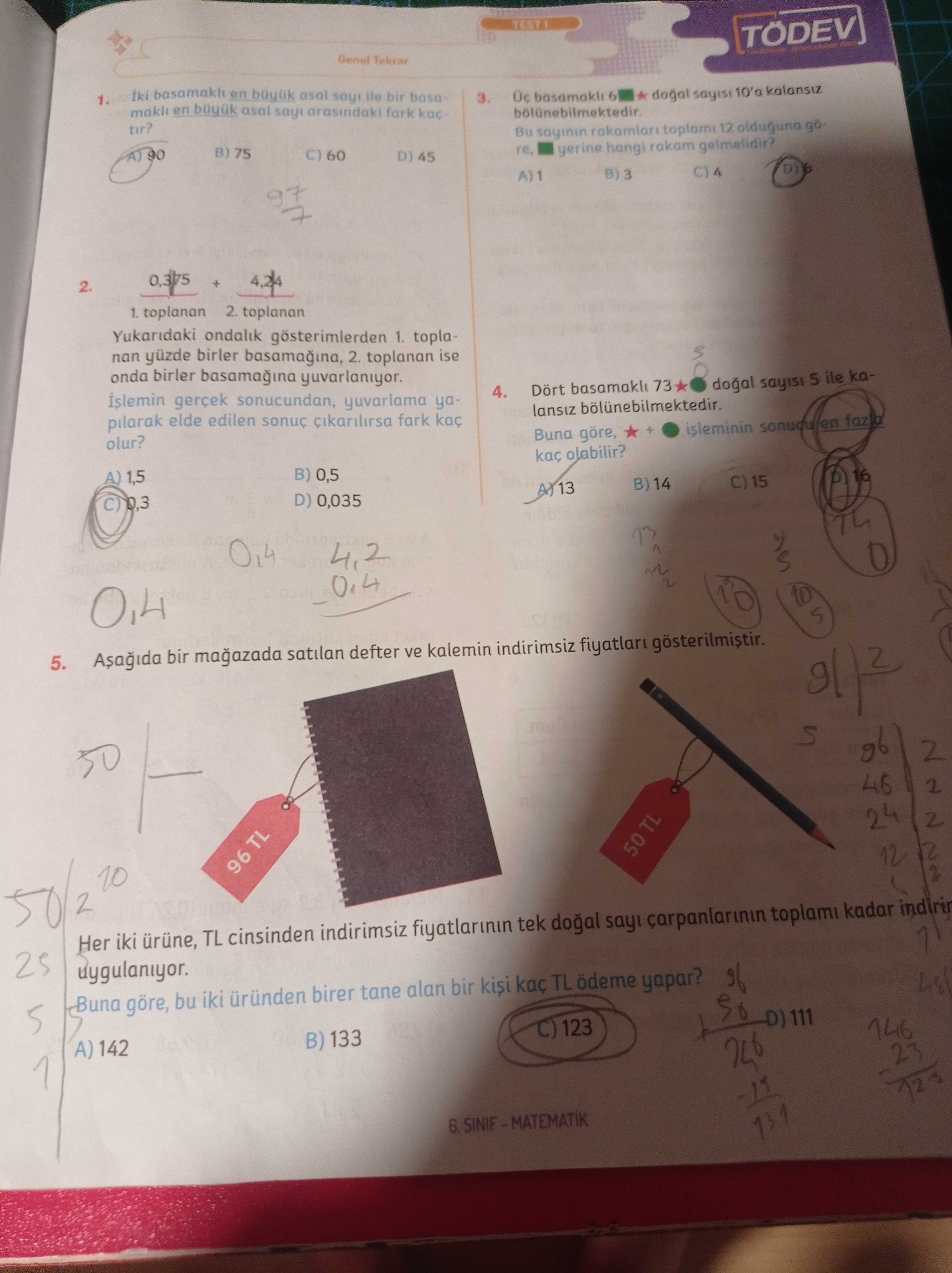 İki basamaklı en büyük asal sayı ile bir basamaklı en büyük asal sayı arasındaki fark kaçtır?