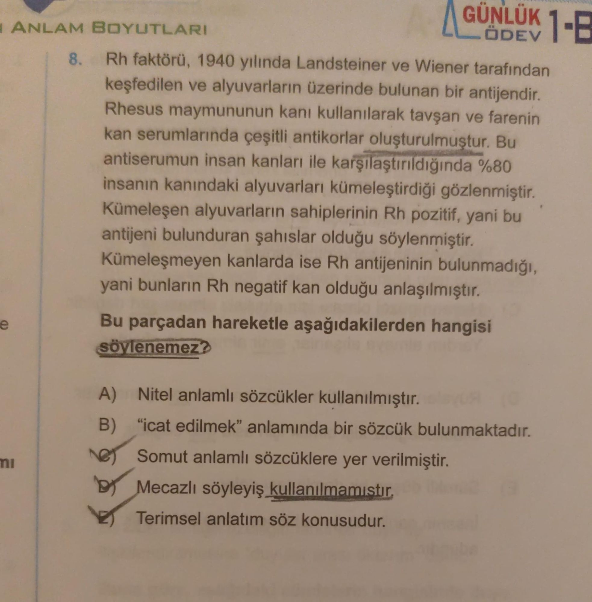 Rh faktörü, 1940 yılında Landsteiner ve Wiener tarafından keşfedilen ve alyuvarların üzerinde