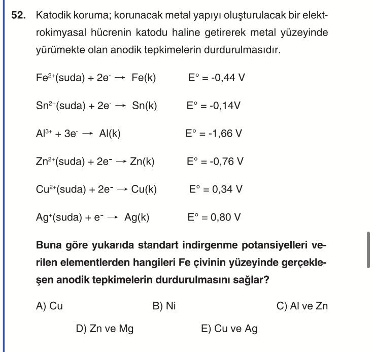 Katodik koruma; korunacak metal yapıyı oluşturulacak bir elektrokimyasal hücrenin katodu haline