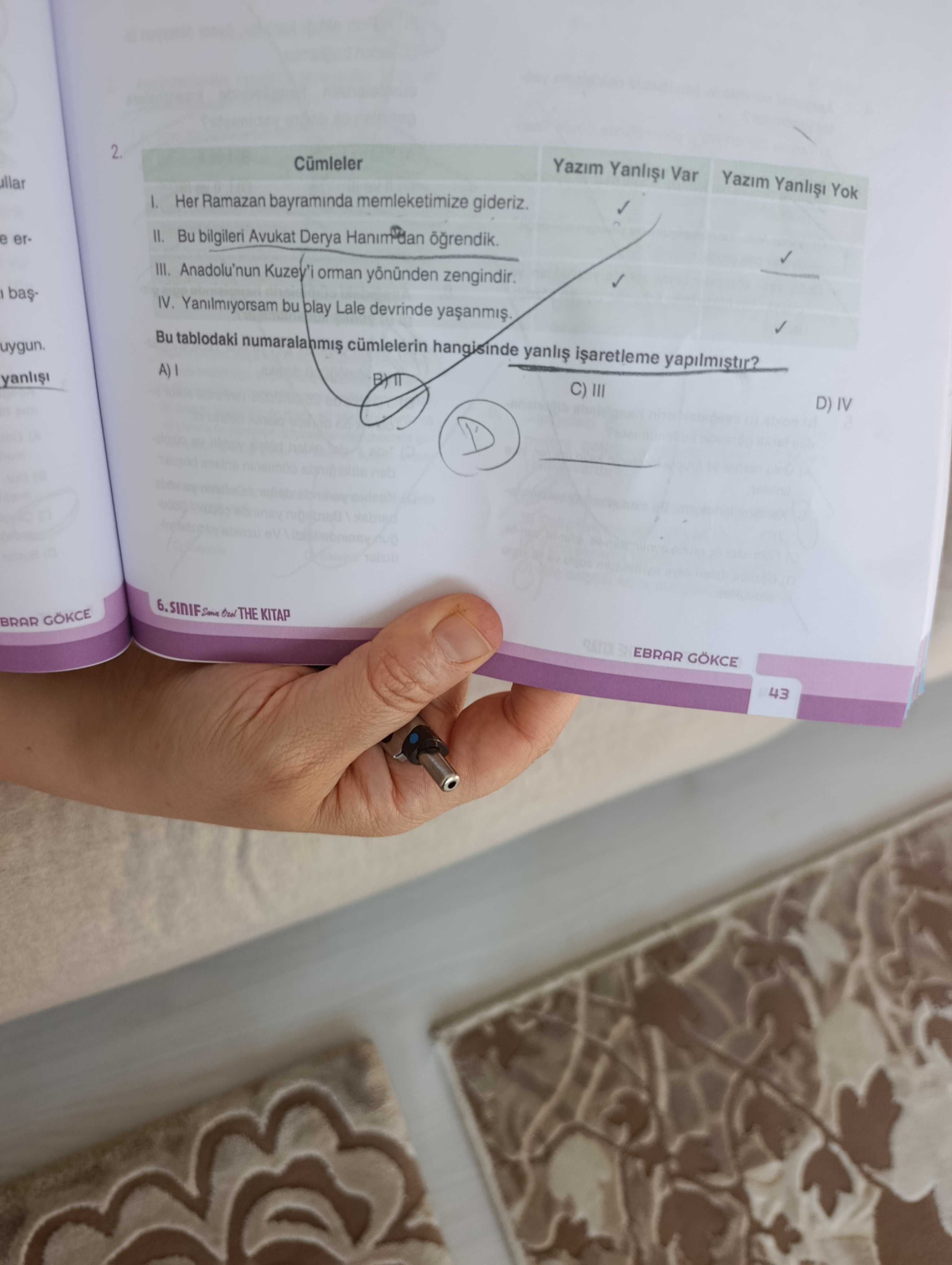 | Cümleler | Yazım Yanlışı Var | Yazım Yanlışı Yok | I. Her Ramazan bayramında memleketimize