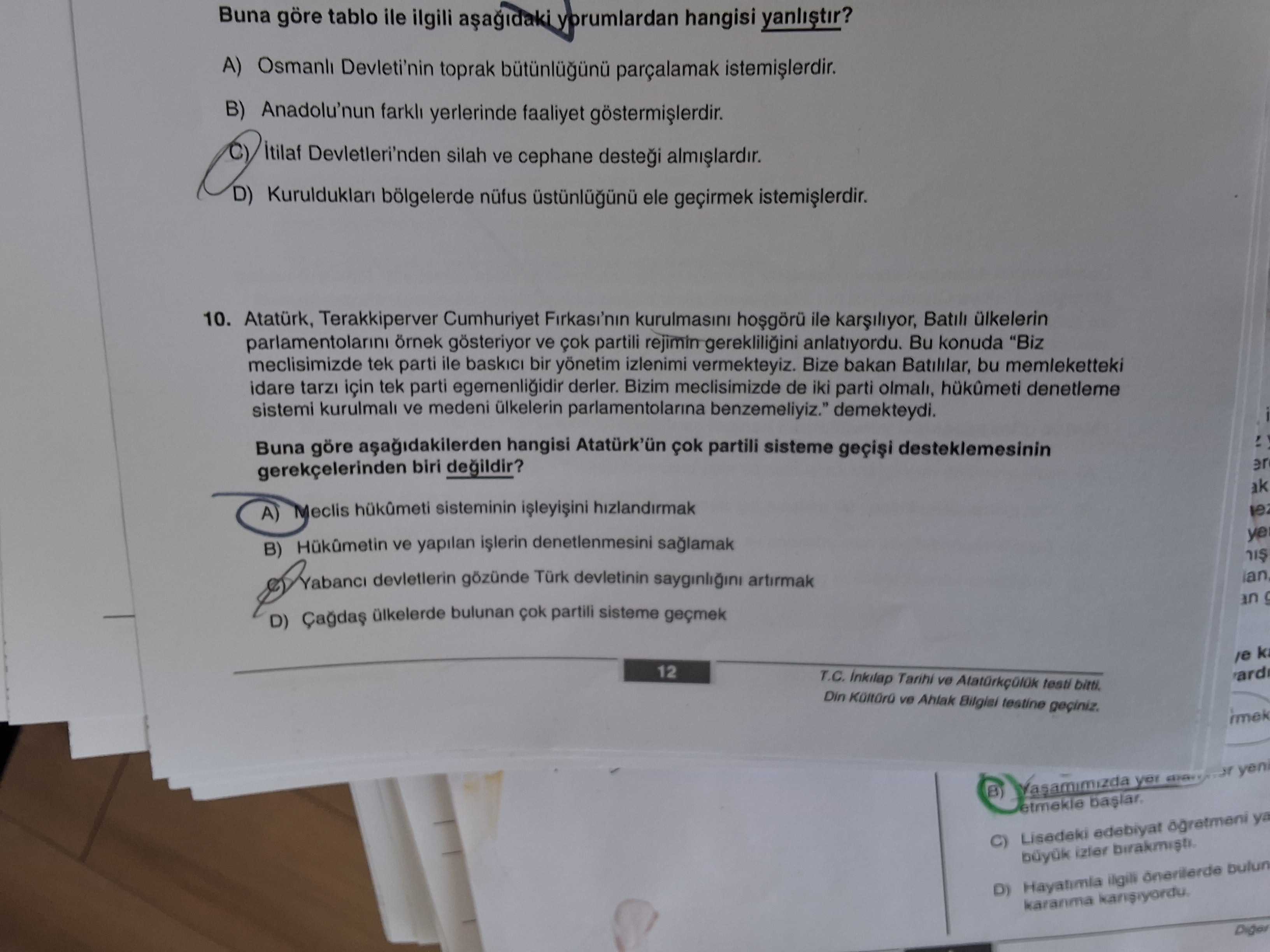 Buna göre tablo ile ilgili aşağıdaki yorumlardan hangisi yanlıştır?