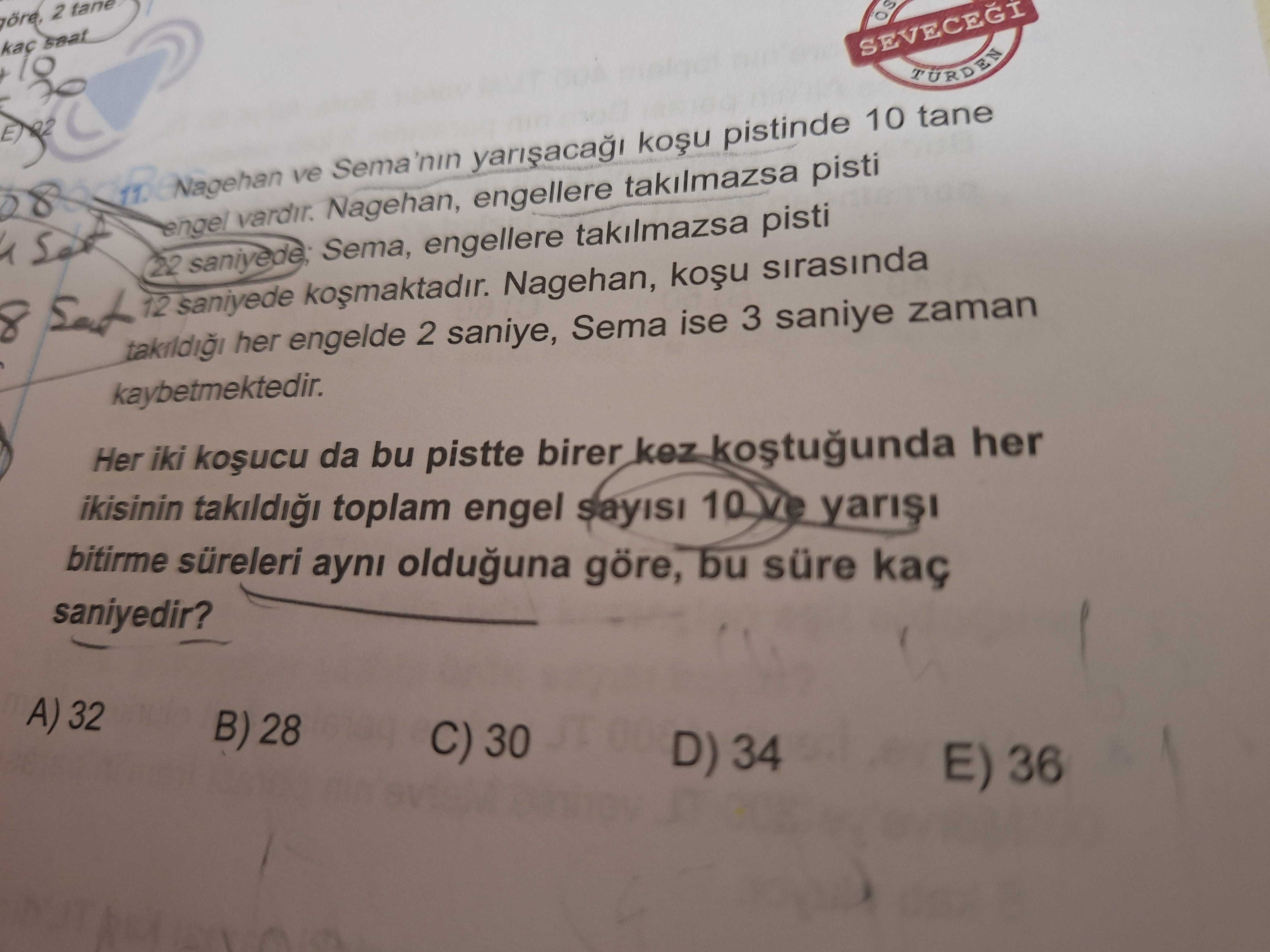Nagehan ve Sema'nın yarışacağı koşu pistinde 10 tane engel vardır. Nagehan, engellere takılmazsa