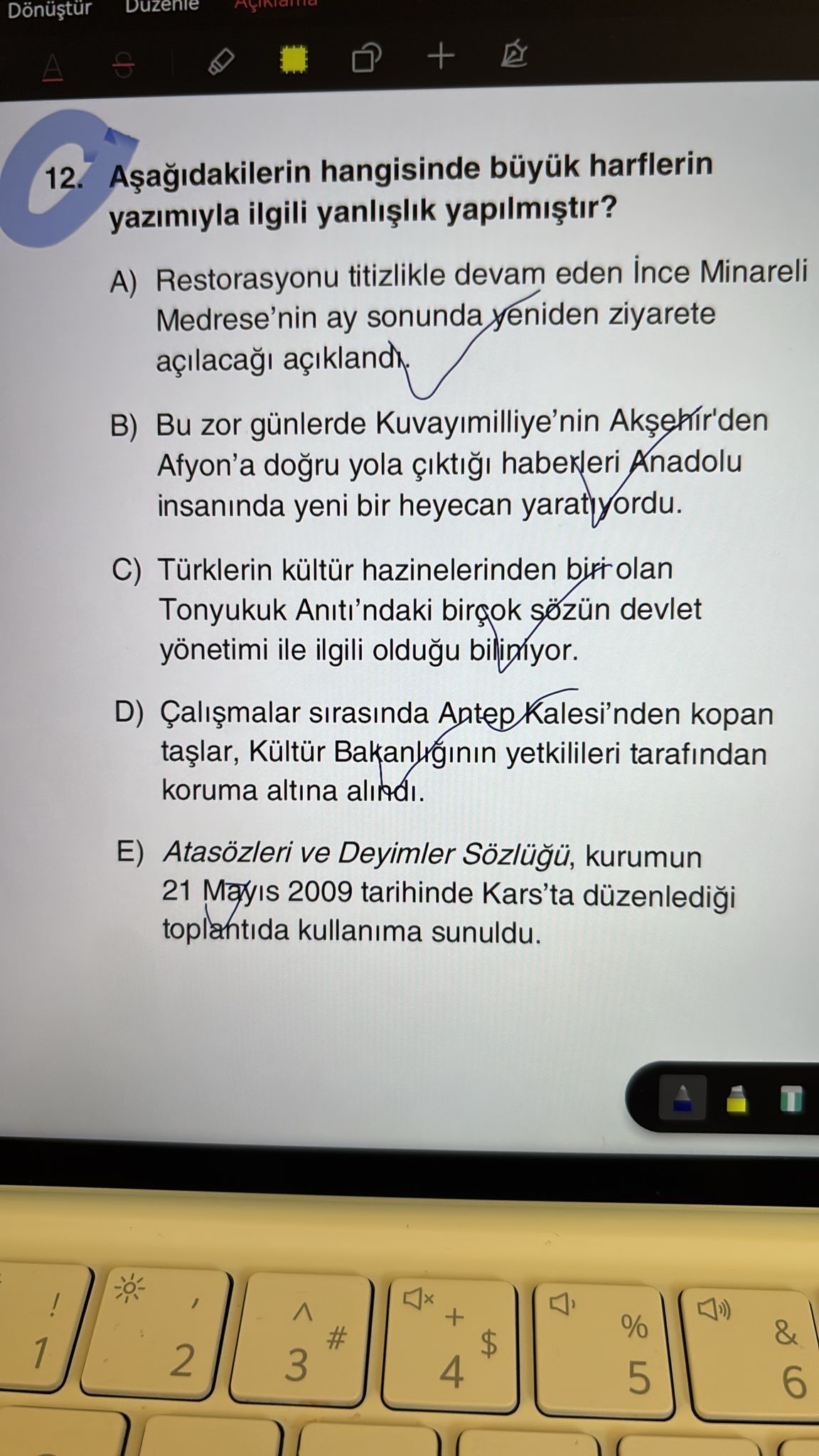 Aşağıdakilerin hangisinde büyük harflerin yazımıyla ilgili yanlışlık yapılmıştır?