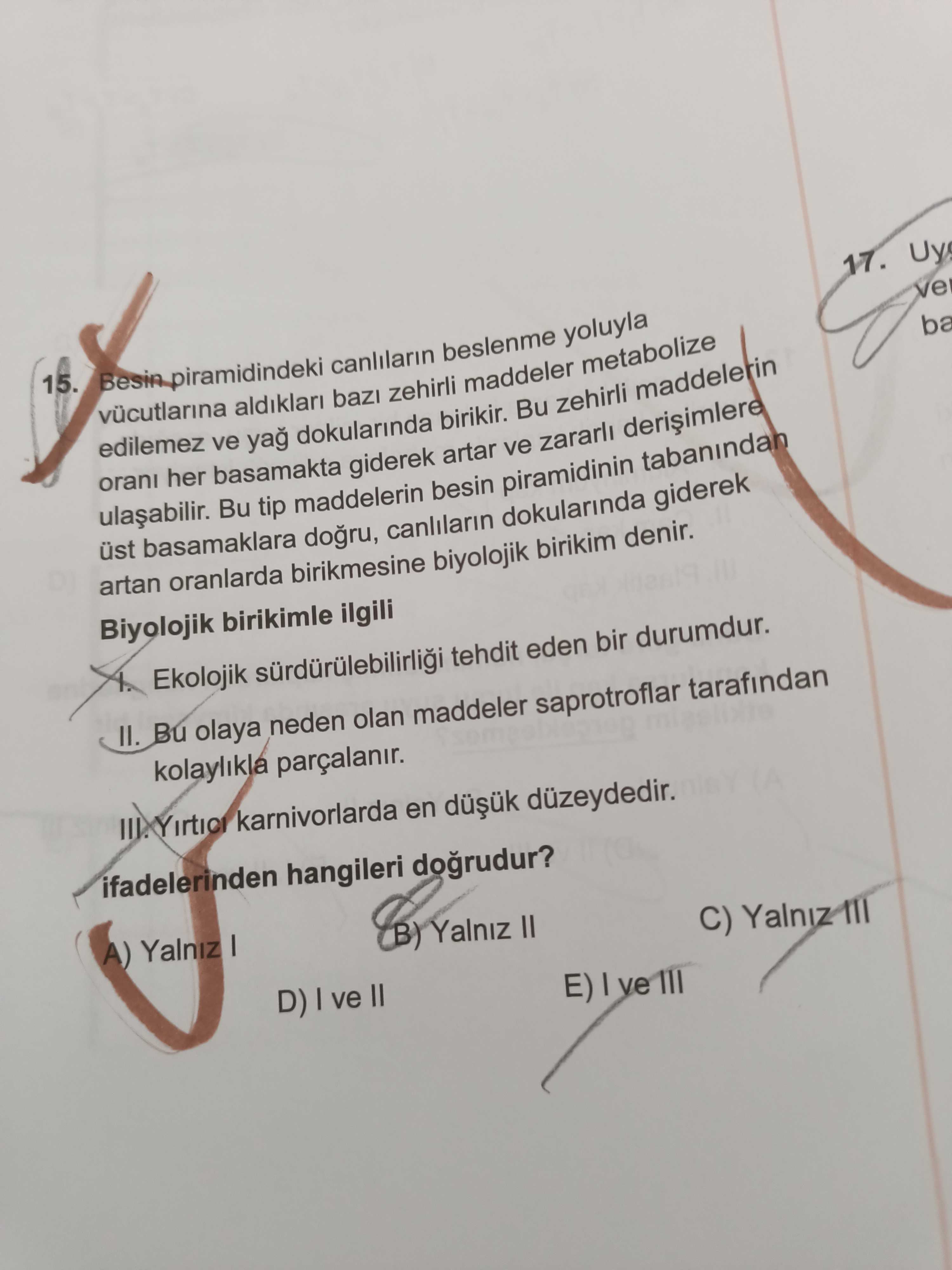 Besin piramidindeki canlıların beslenme yoluyla vücutlarına aldıkları bazı zehirli maddeler