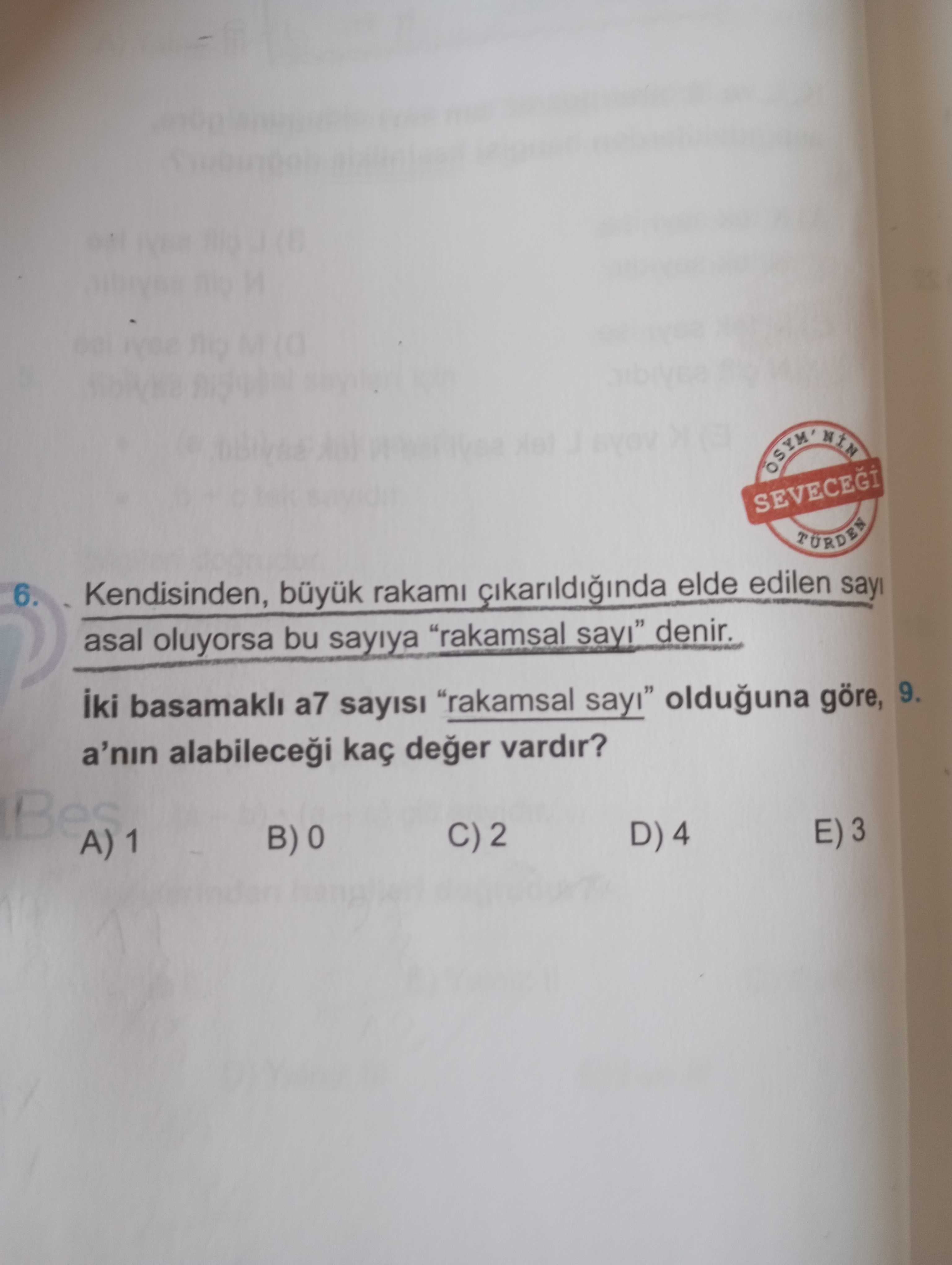 Kendisinden, büyük rakamı çıkarıldığında elde edilen sayı asal oluyorsa bu sayıya "rakamsal sayı"