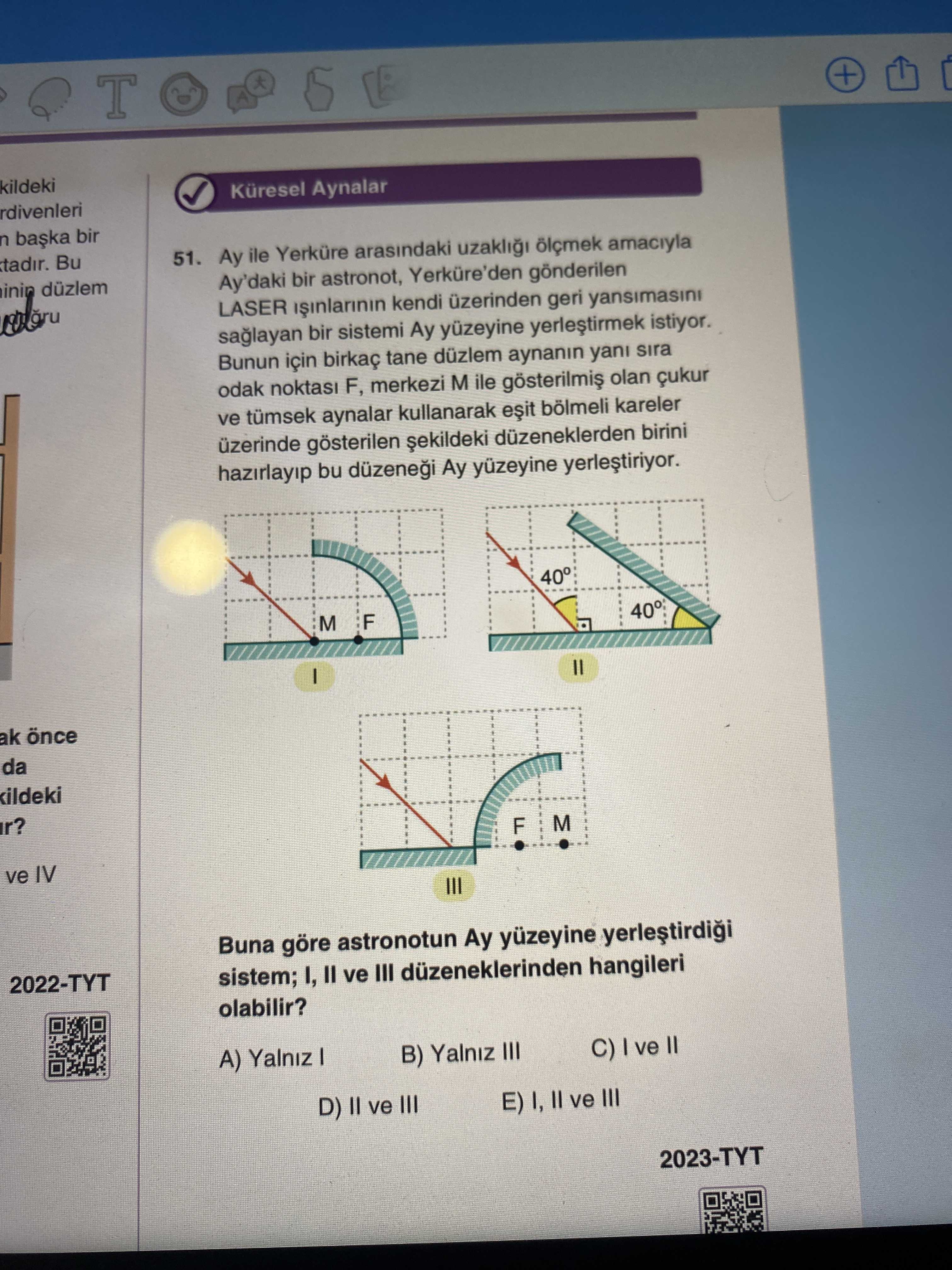 Ay ile Yerküre arasındaki uzaklığı ölçmek amacıyla Ay'daki bir astronot, Yerküre'den gönderilen