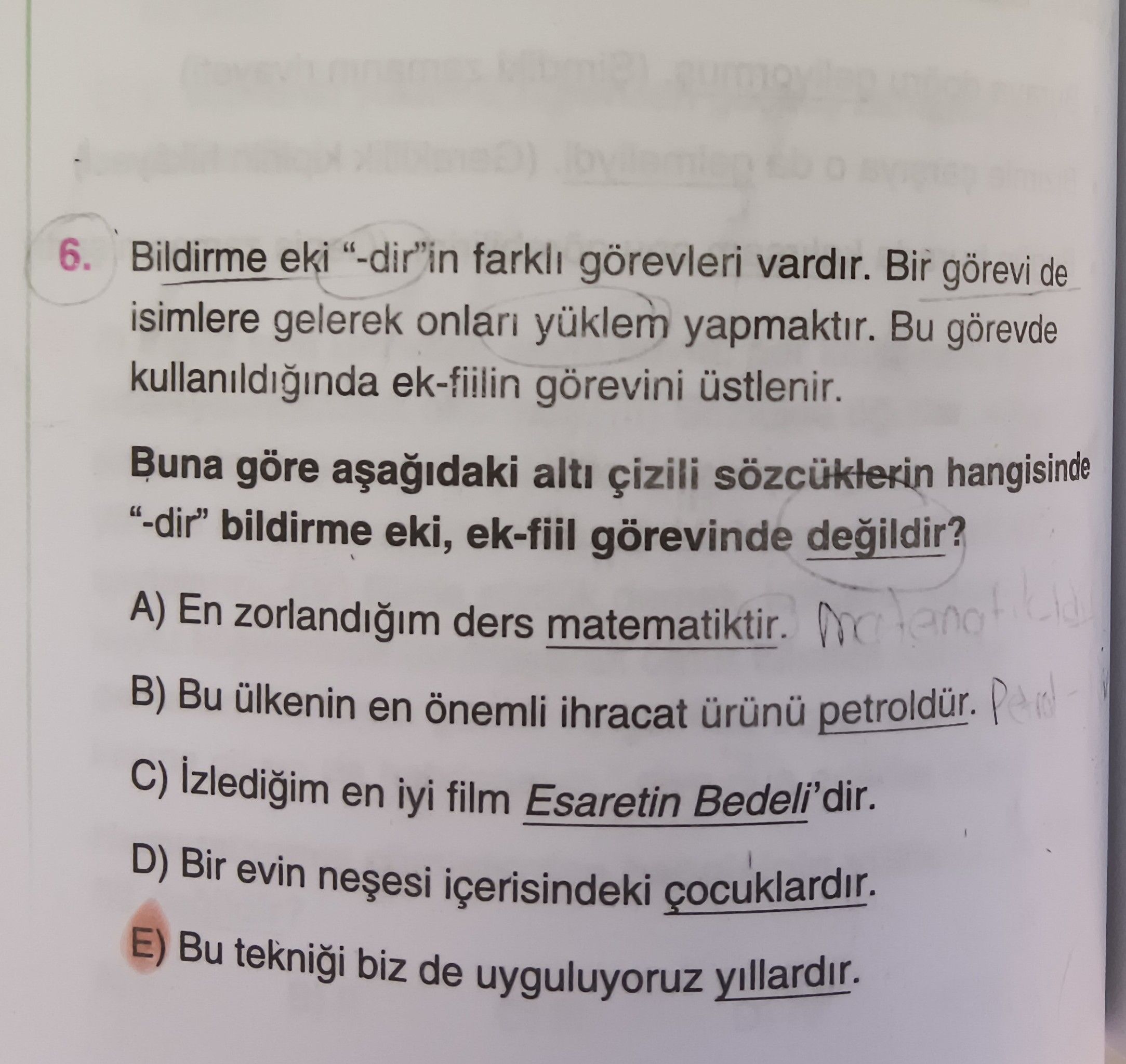 Bildirme eki "-dir"in farklı görevleri vardır. Bir görevi de isimlere gelerek onları yüklem
