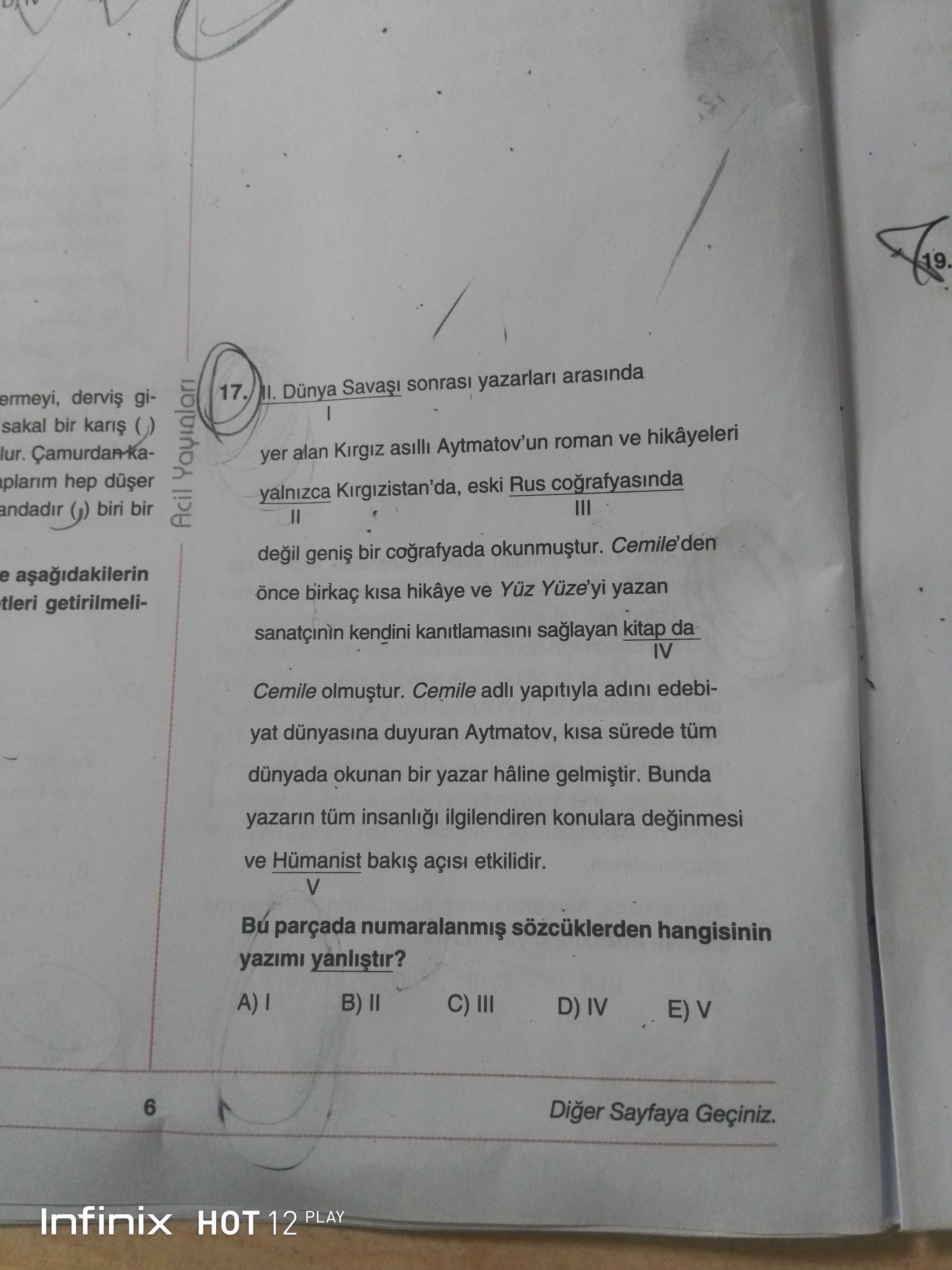 II. Dünya Savaşı sonrası yazarları arasında I yer alan Kırgız asıllı Aytmatov'un roman ve hikâyeleri