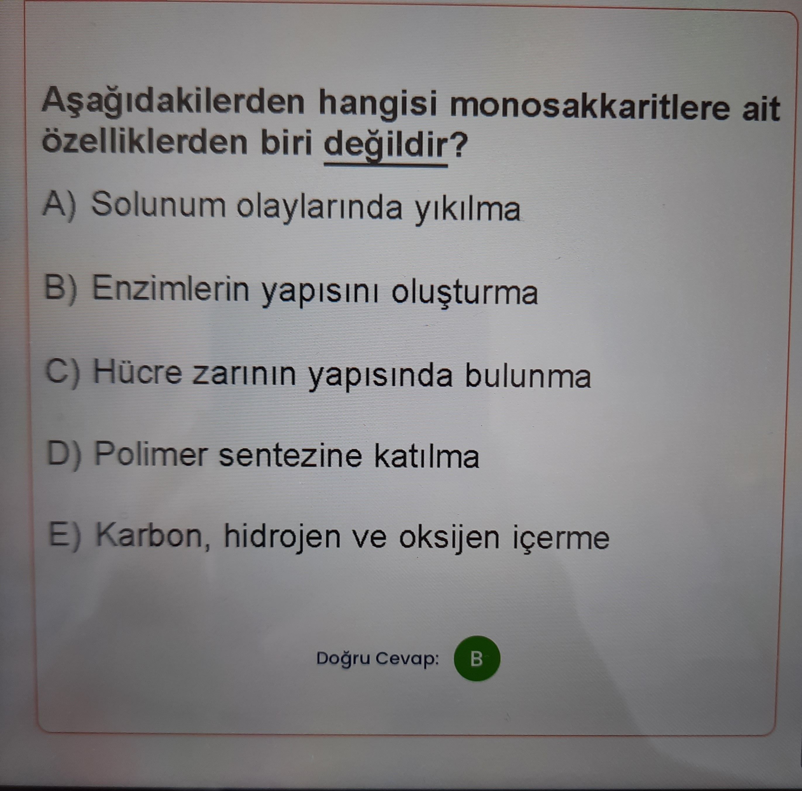 Aşağıdakilerden hangisi monosakkaritlere ait özelliklerden biri değildir?