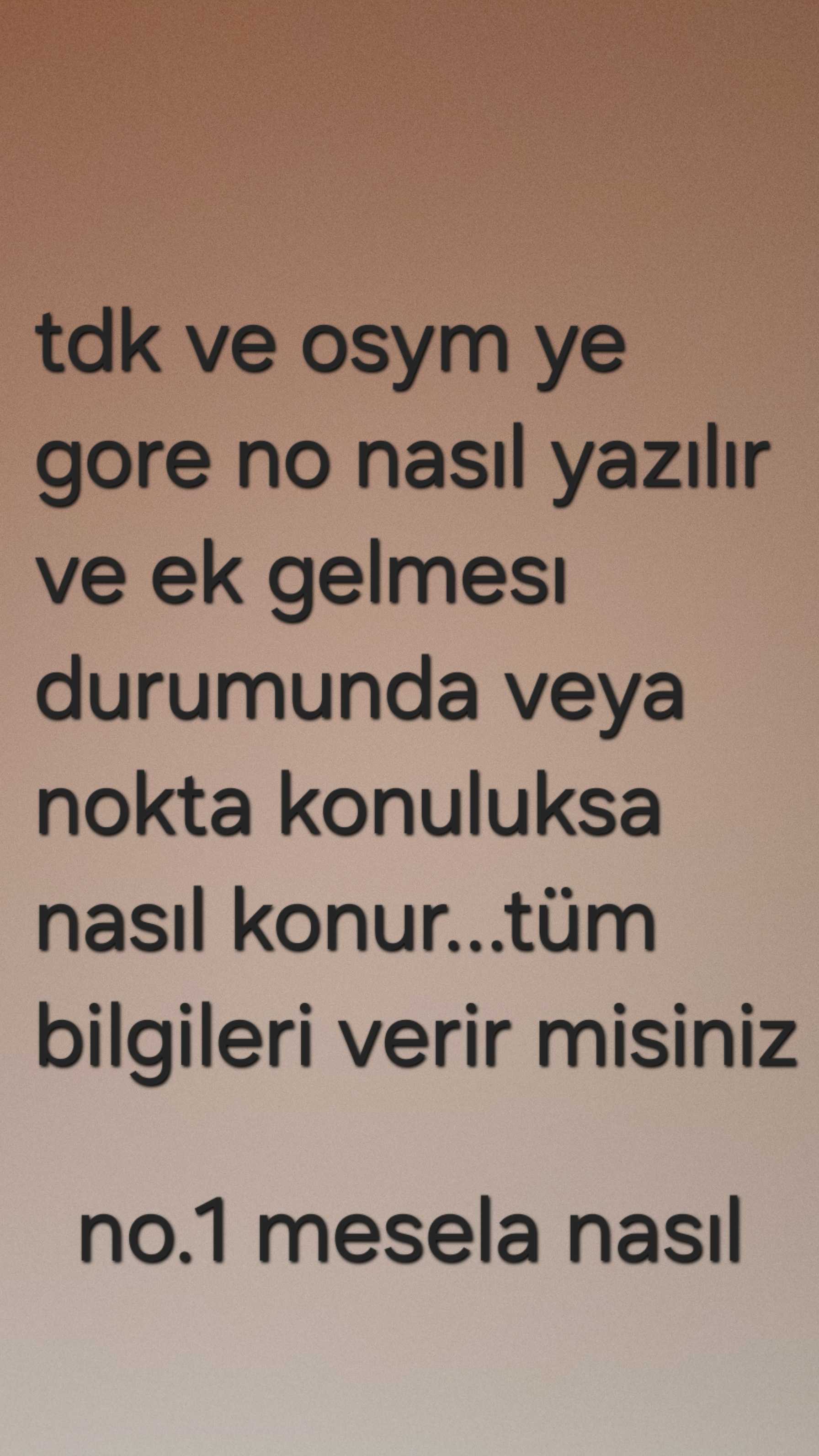 tdk ve osym ye gore no nasıl yazılır ve ek gelmesi durumunda veya nokta konuluksa nasıl konur...tüm