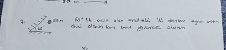60°'lik açısı olan şekildeki iki düzlem ayna daki cismin kaç tane görüntüsü oluşur?