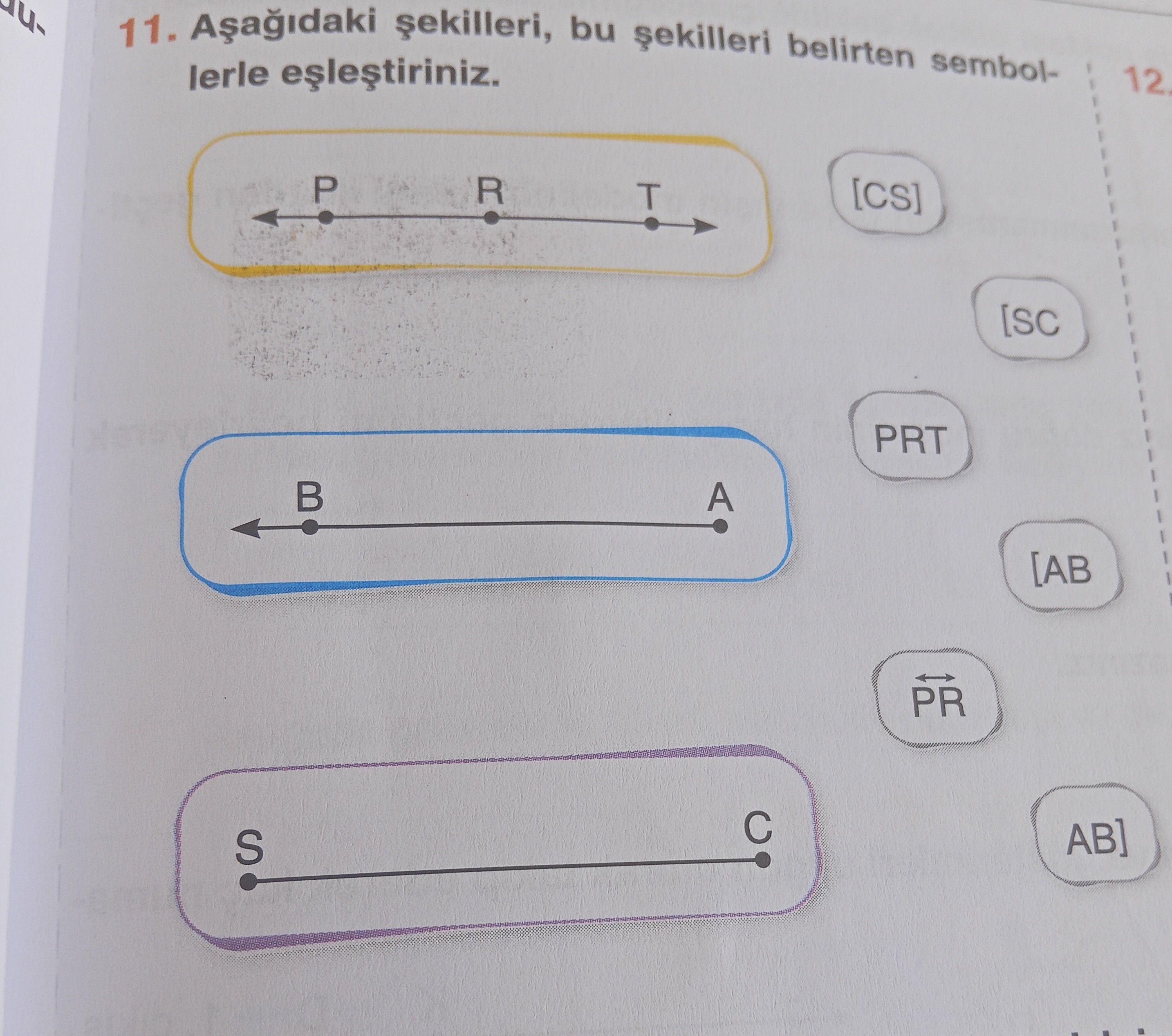 Aşağıdaki şekilleri, bu şekilleri belirten sembollerle eşleştiriniz. Sol taraf şekilleri: - Sarı
