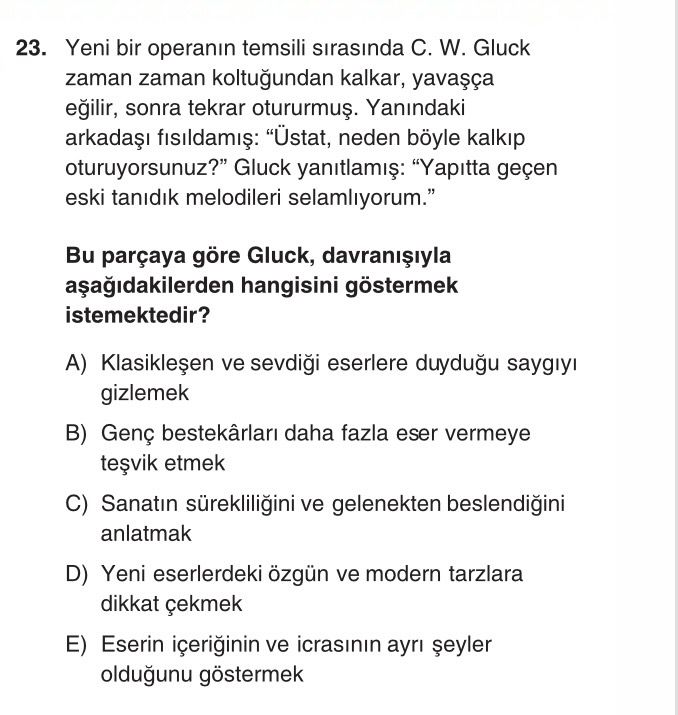 Yeni bir operanın temsili sırasında C. W. Gluck zaman zaman koltuğundan kalkar, yavaşça eğilir