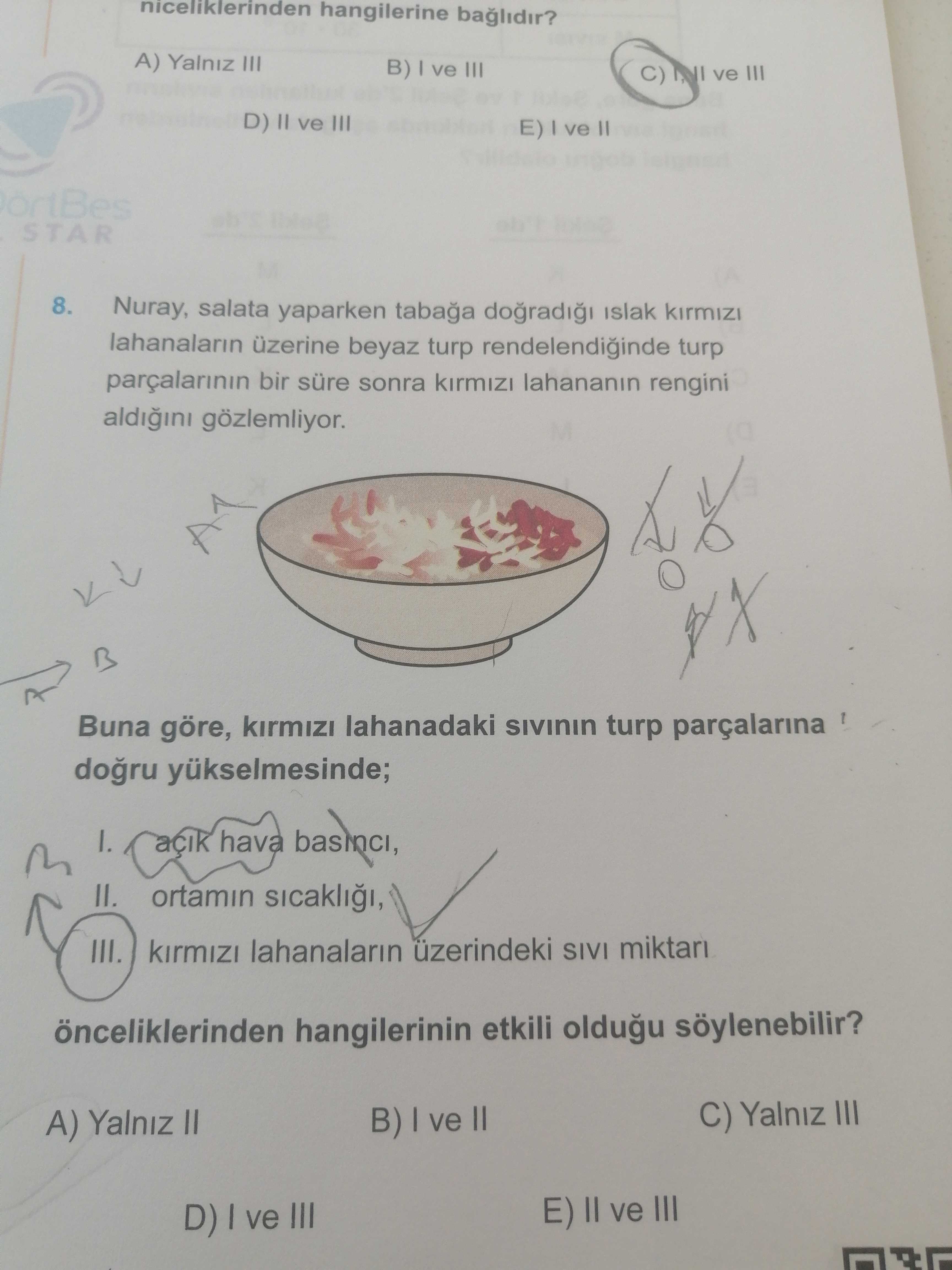 Nuray, salata yaparken tabağa doğradığı ıslak kırmızı lahanaların üzerine beyaz turp rendelendiğinde