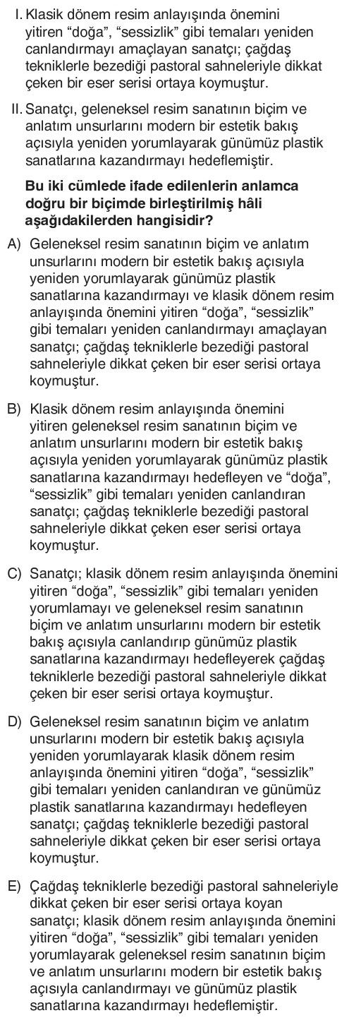 I. Klasik dönem resim anlayışında önemini yitiren "doğa", "sessizlik" gibi temaları yeniden