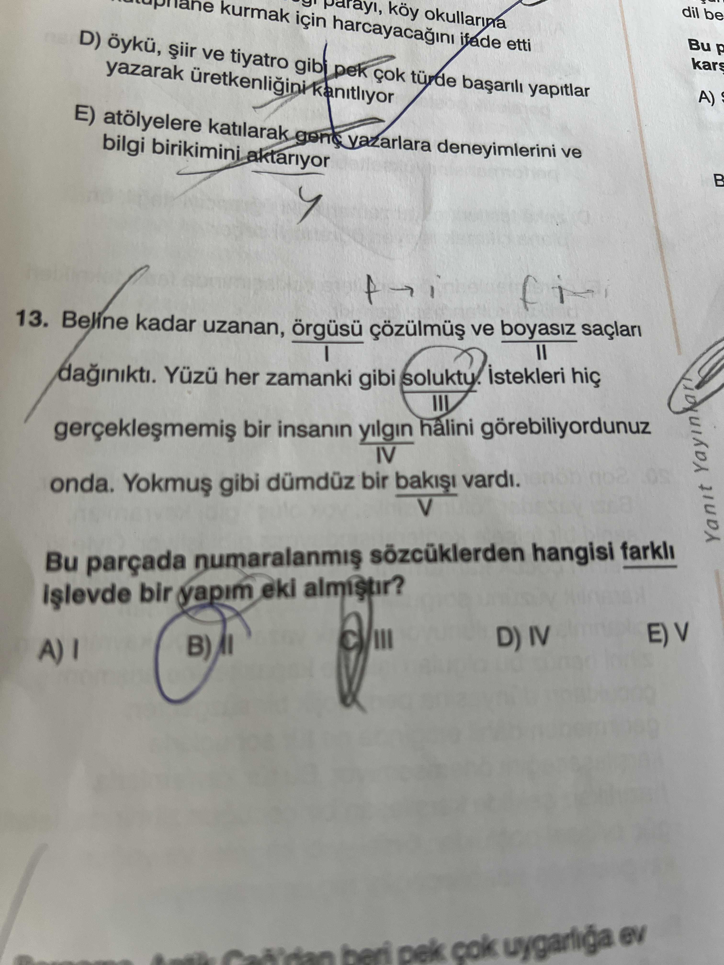 Beline kadar uzanan, örgüsü çözülmüş ve boyasız saçları I II dağınıktı. Yüzü her zamanki gibi