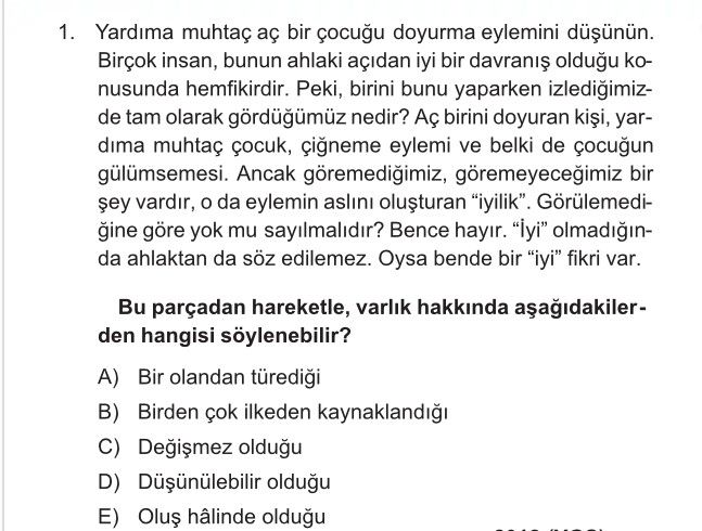 Yardıma muhtaç aç bir çocuğu doyurma eylemini düşünün. Birçok insan, bunun ahlaki açıdan iyi bir