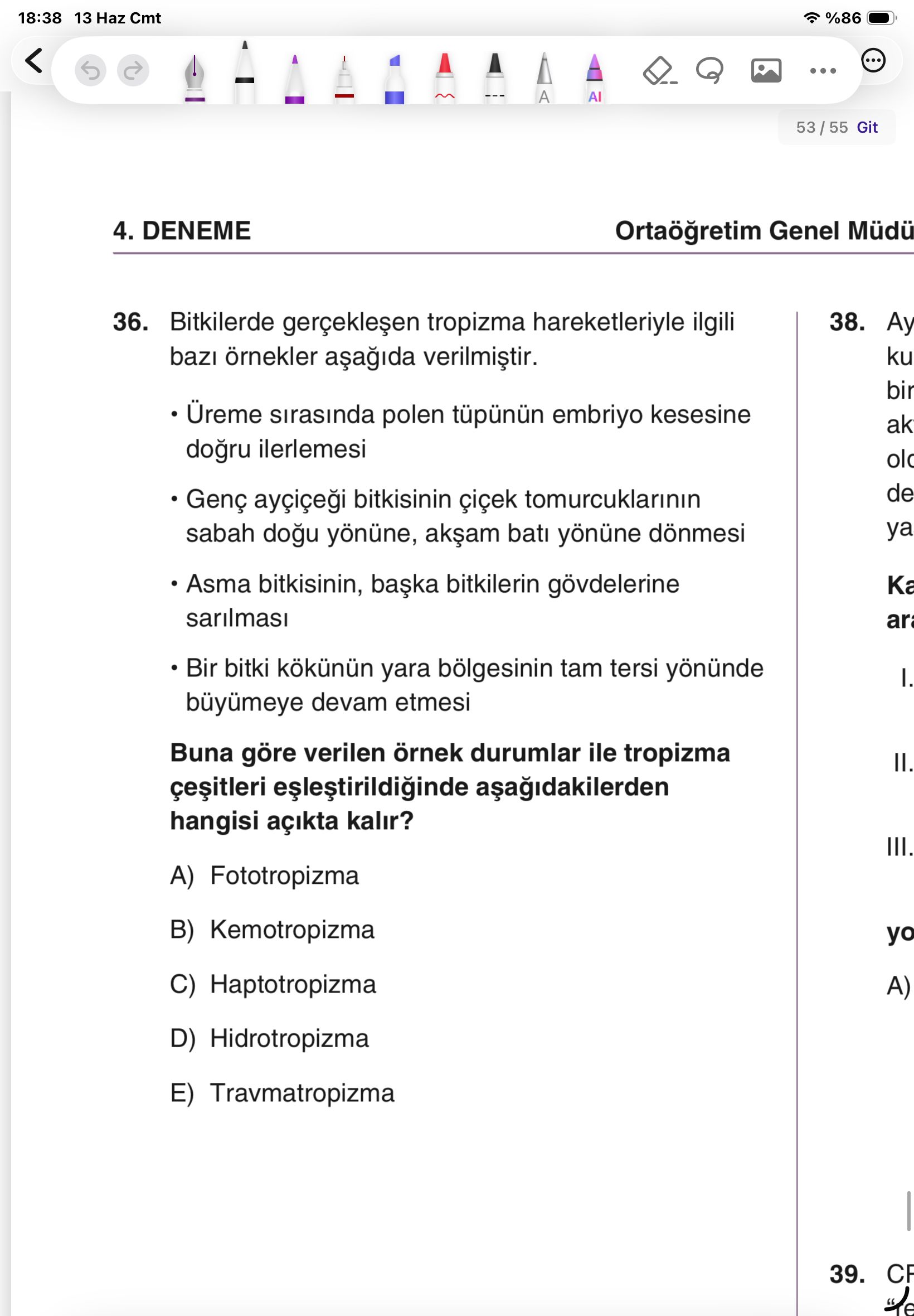 Bitkilerde gerçekleşen tropizma hareketleriyle ilgili bazı örnekler aşağıda verilmiştir. • Üreme