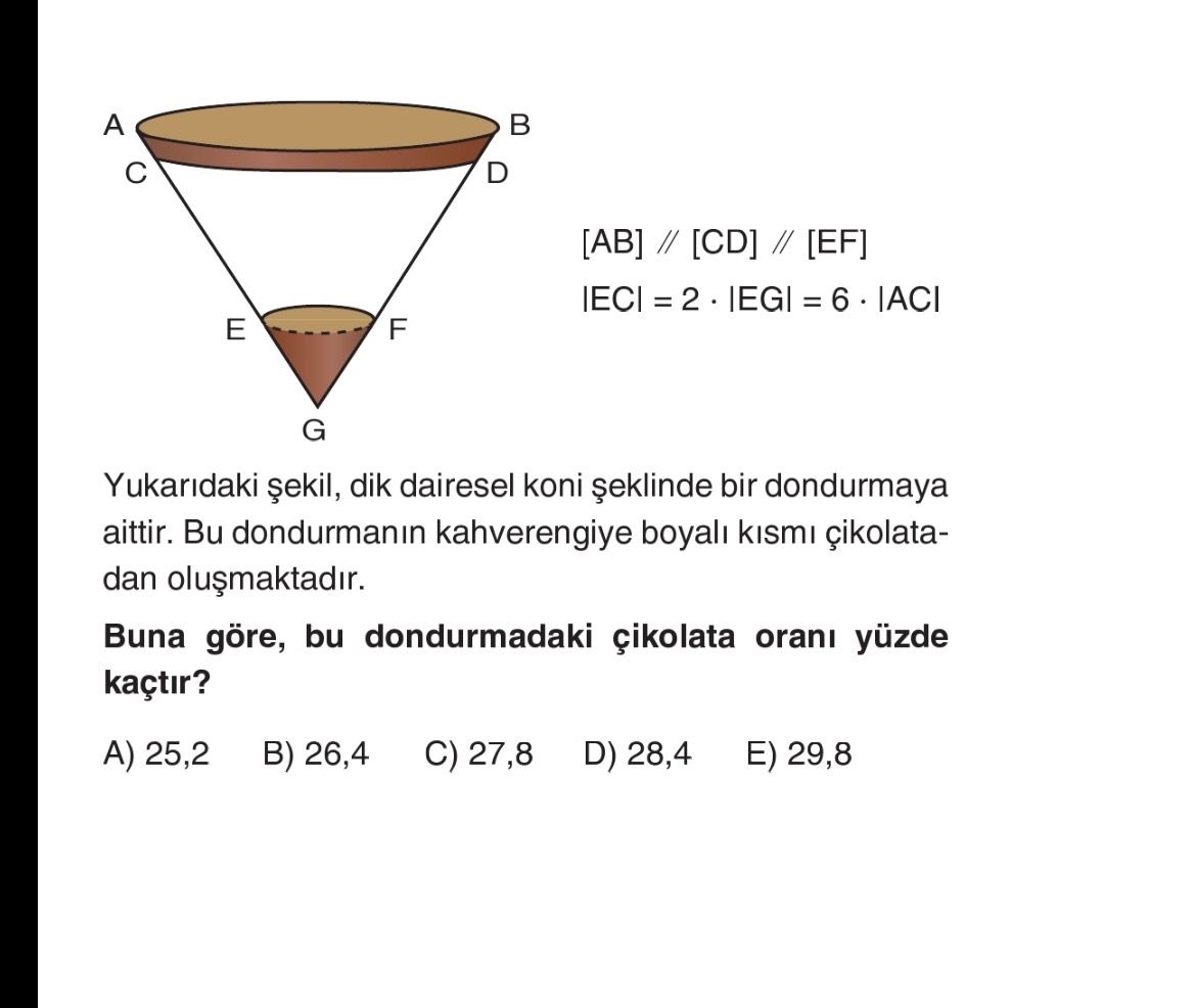 [AB] // [CD] // [EF] |EC| = 2 · |EG| = 6 · |AC| Yukarıdaki şekil, dik dairesel koni şeklinde bir