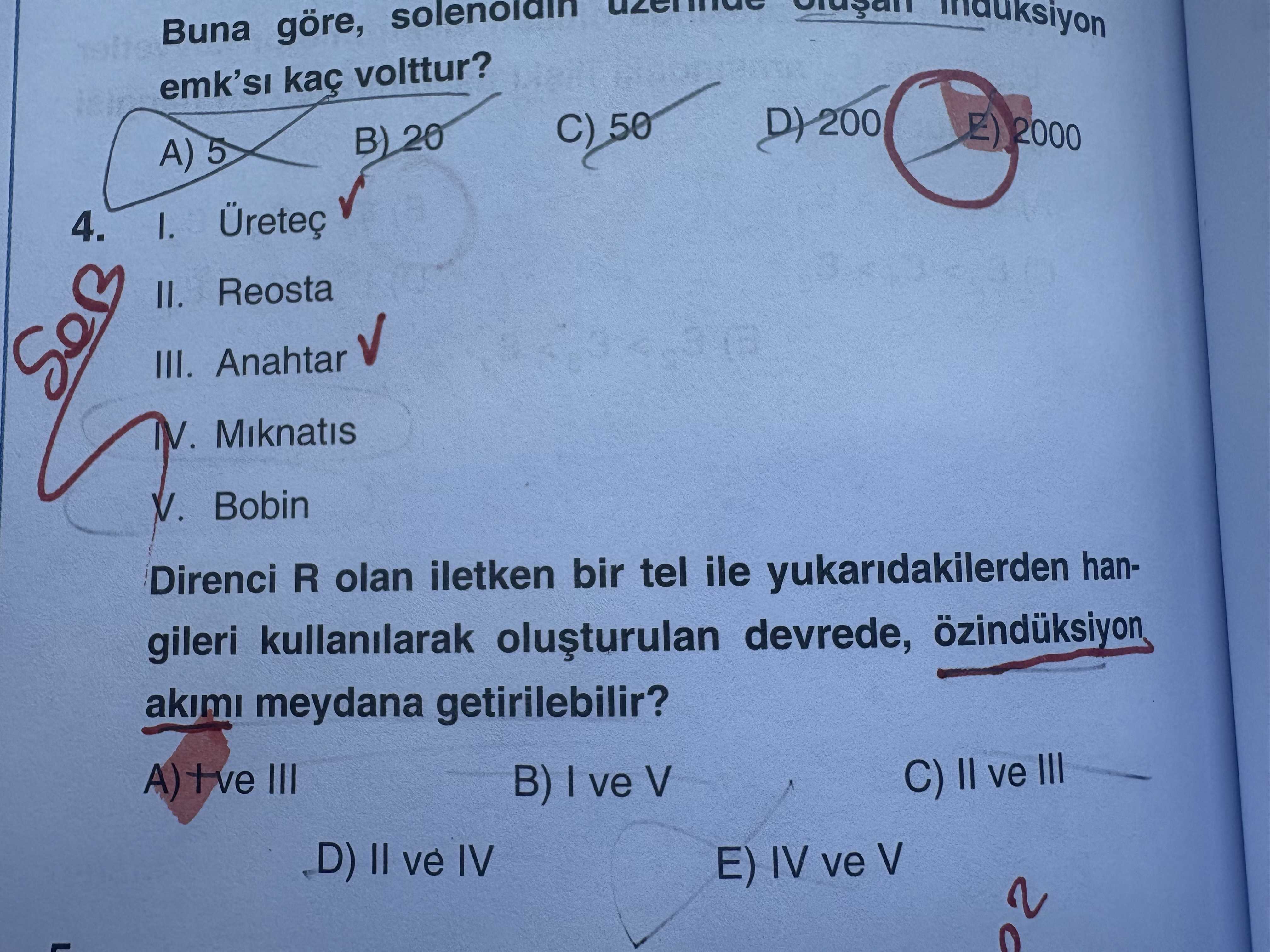I. Üreteç II. Reosta III. Anahtar IV. Mıknatıs V. Bobin Direnci R olan iletken bir tel ile