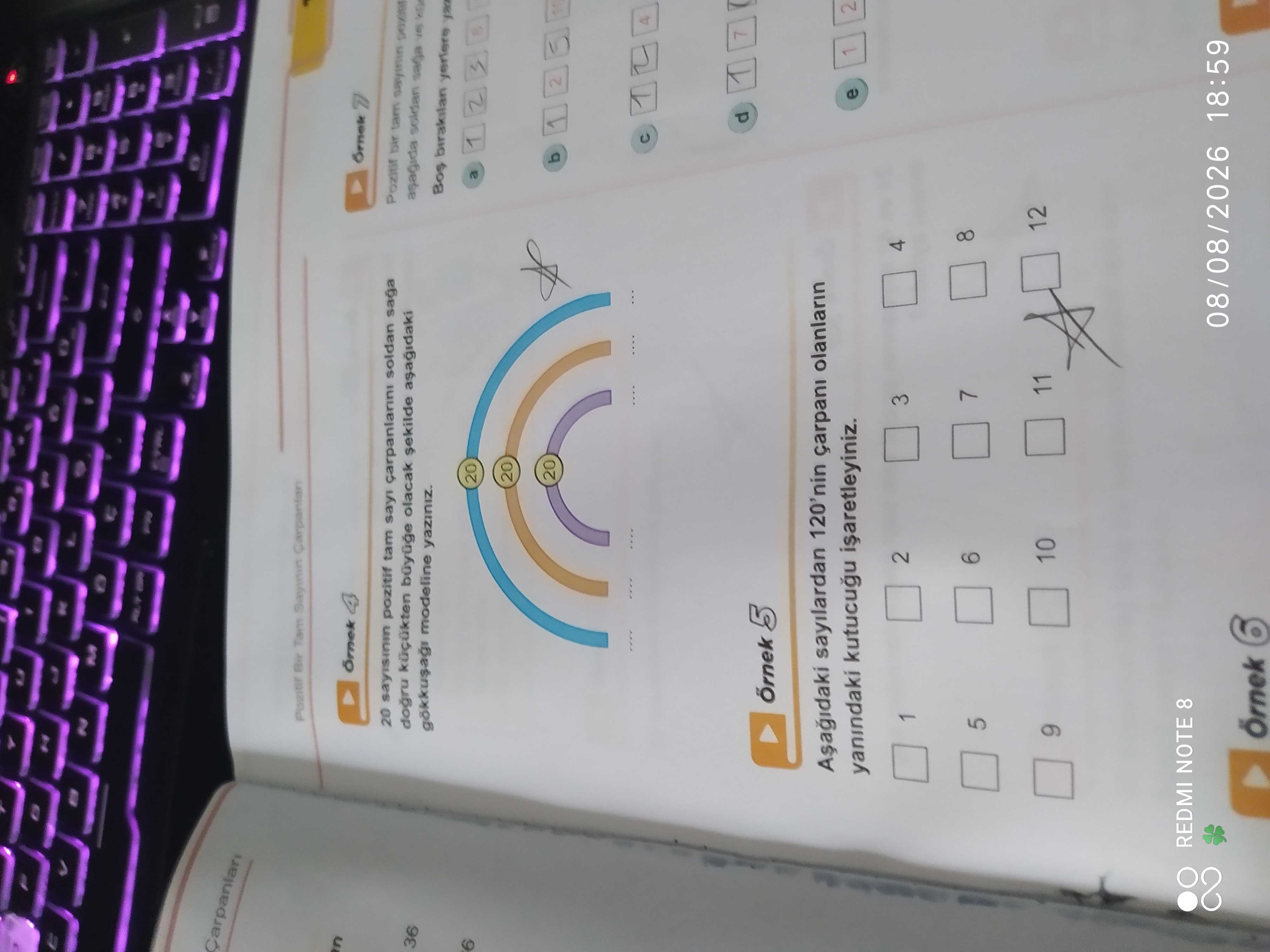 Örnek 4 20 sayısının pozitif tam sayı çarpanlarını soldan sağa doğru küçükten büyüğe olacak şekilde