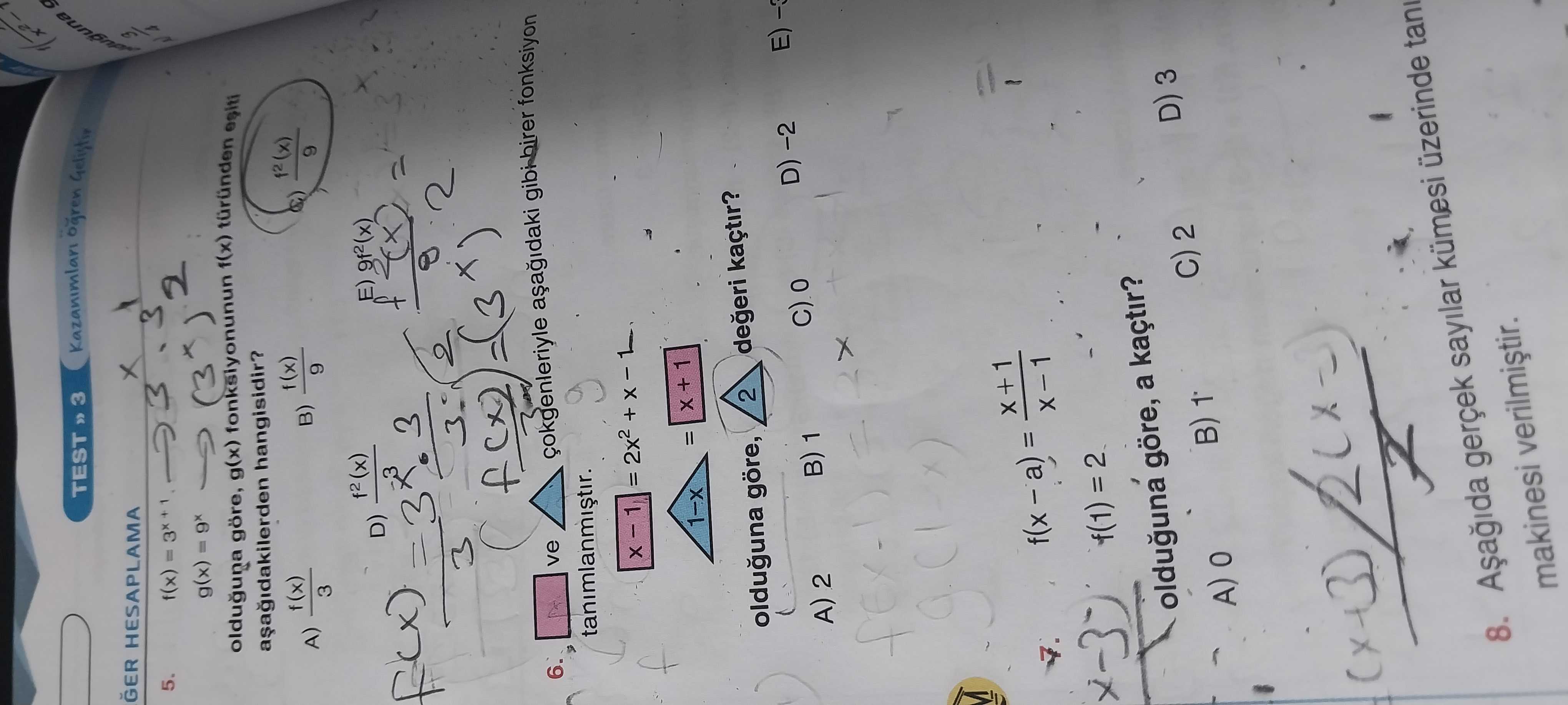 f(x) = 3^(x+1), g(x) = 9^x olduğuna göre, g(x) fonksiyonunun f(x) türünden eşiti aşağıdakilerden