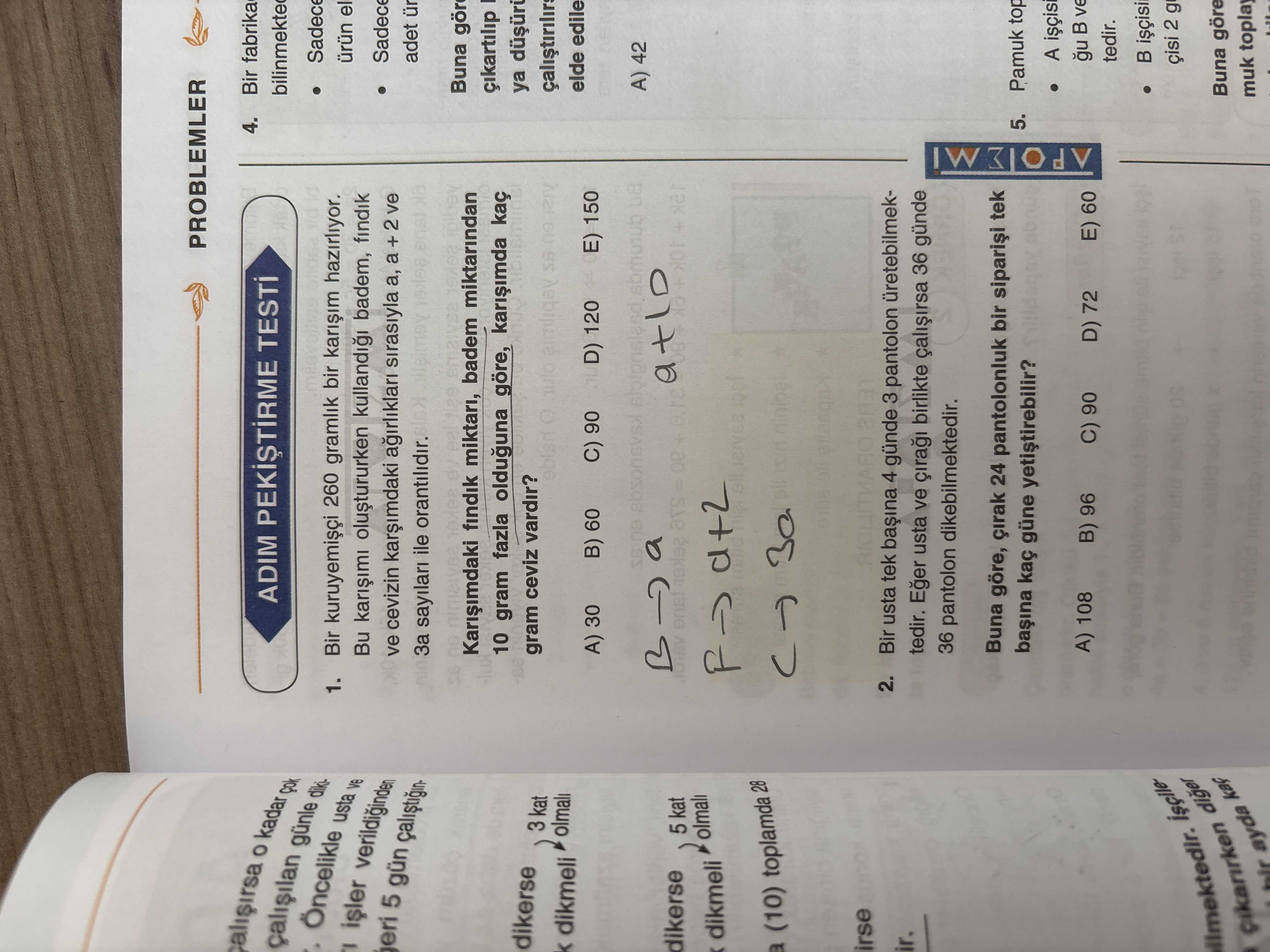 Bir kuruyemişçi 260 gramlık bir karışım hazırlıyor. Bu karışımı oluştururken kullandığı badem