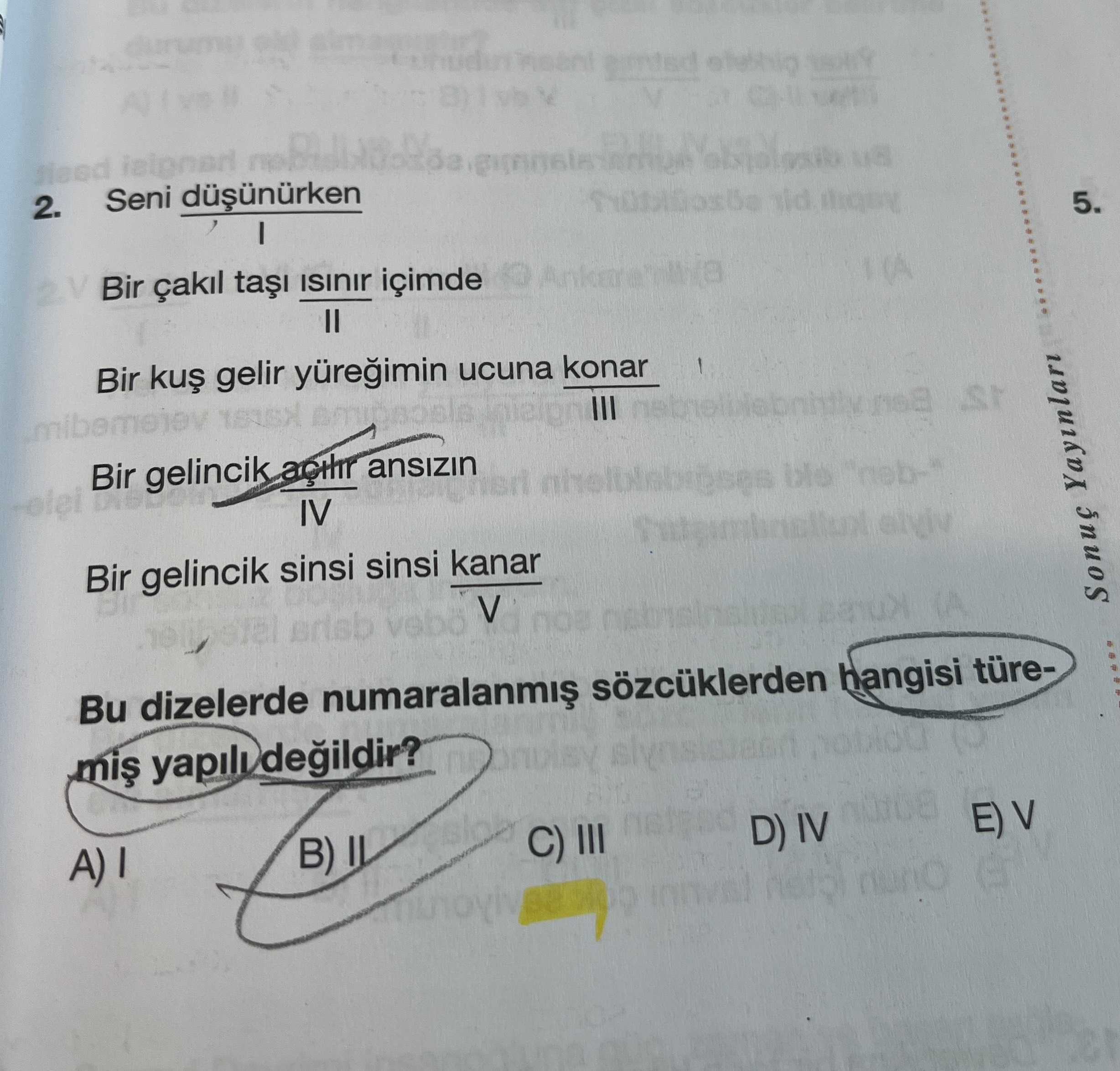 Seni düşünürken I Bir çakıl taşı ısınır içimde II Bir kuş gelir yüreğimin ucuna konar III Bir